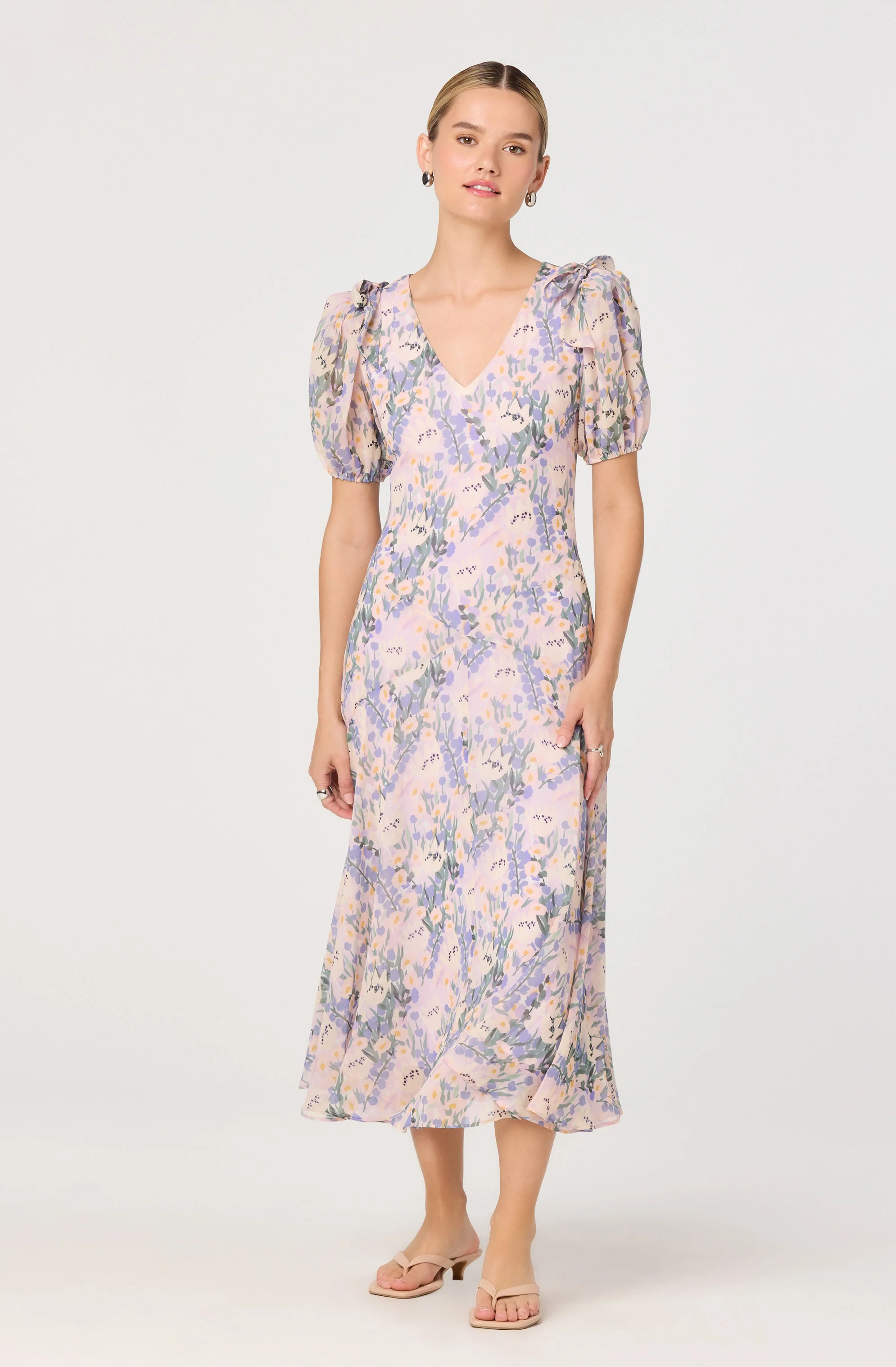 Jessenia Floral Puff Sleeve Midi Dress - Image 5