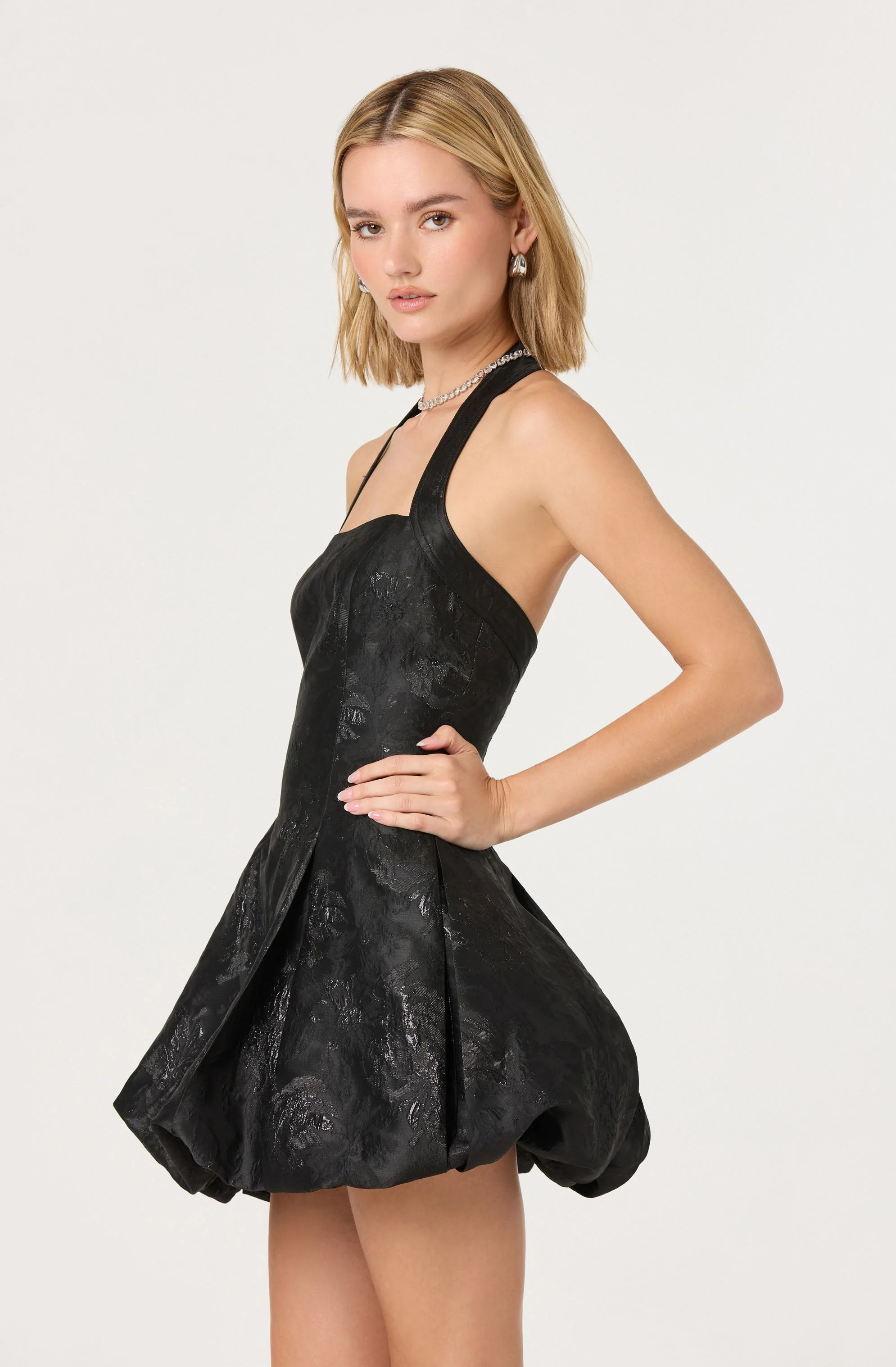 Jinx Jacquard Halter Mini Dress - Image 2