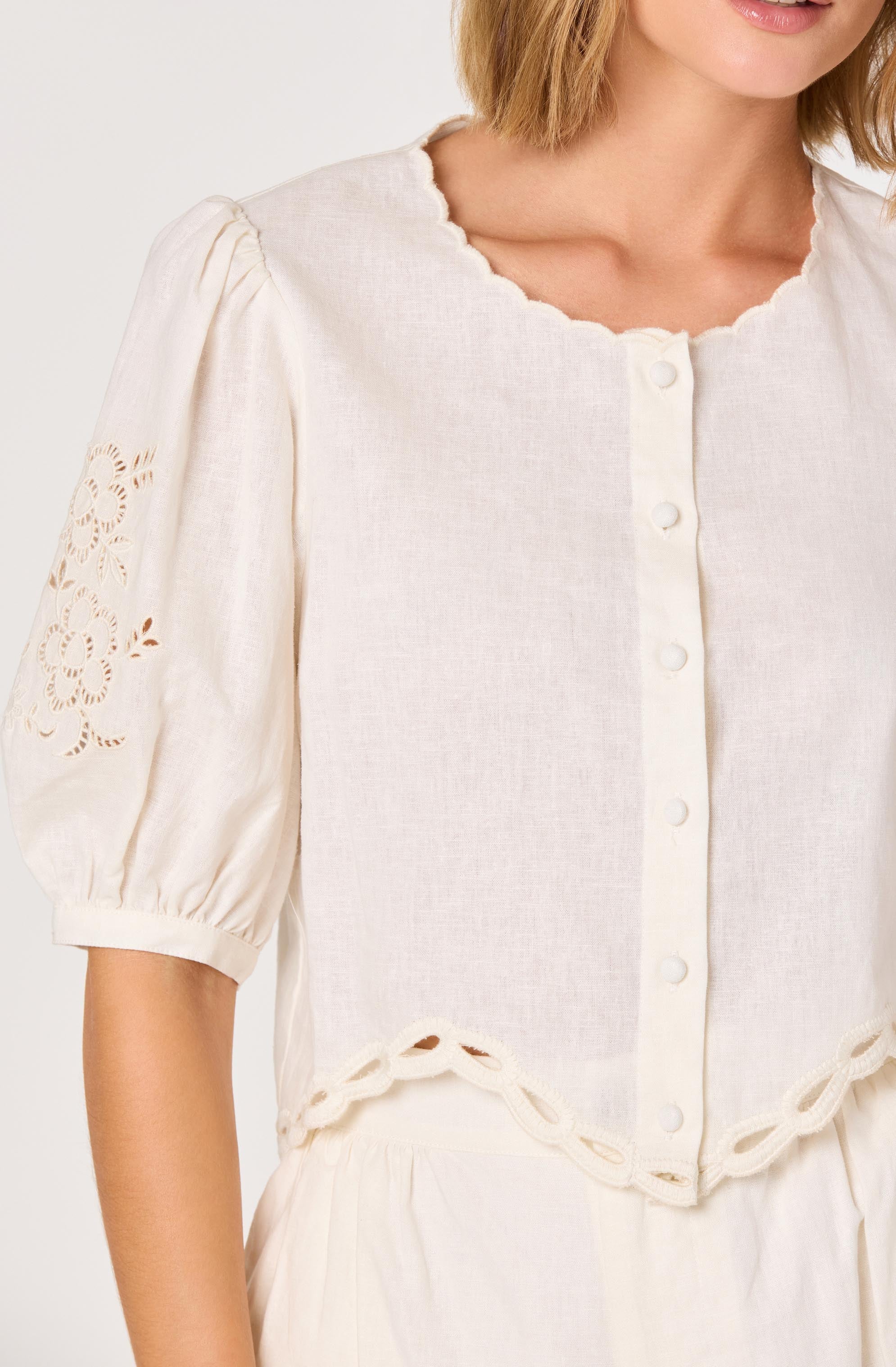 Joellyn Embroidered Puff Sleeve Top - Image 12