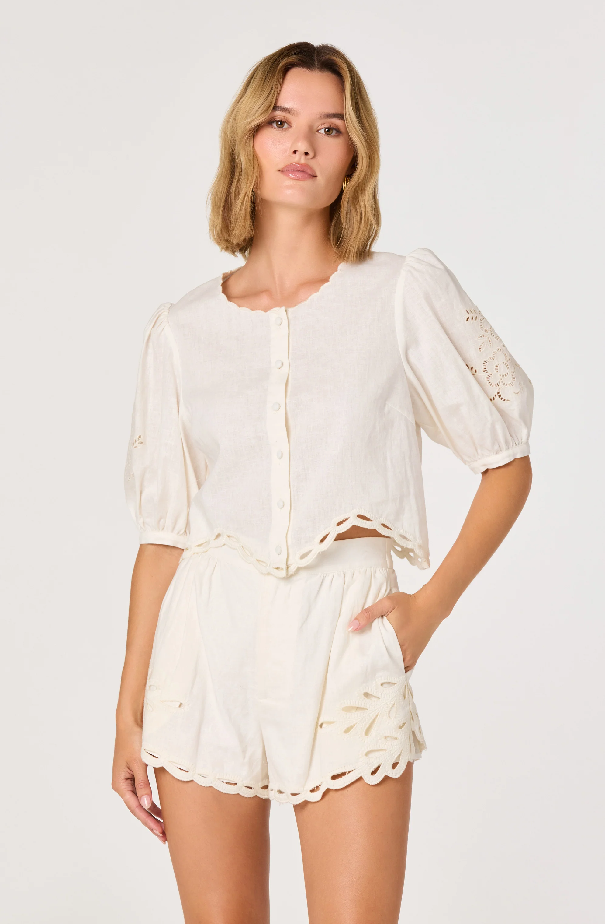 Joellyn Embroidered Puff Sleeve Top - Image 8
