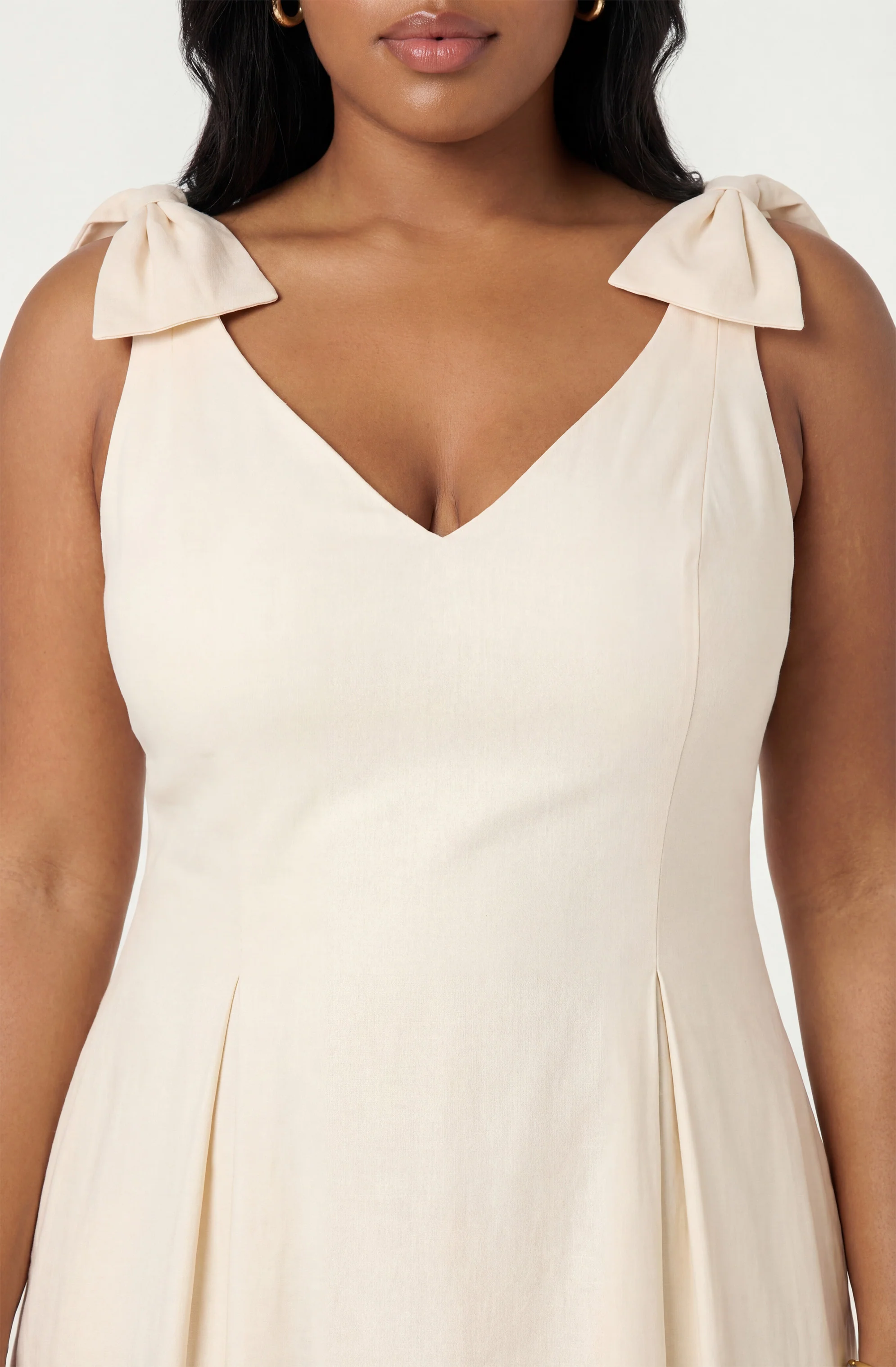Joleena Linen Bow-Strap Midi Dress - Image 5