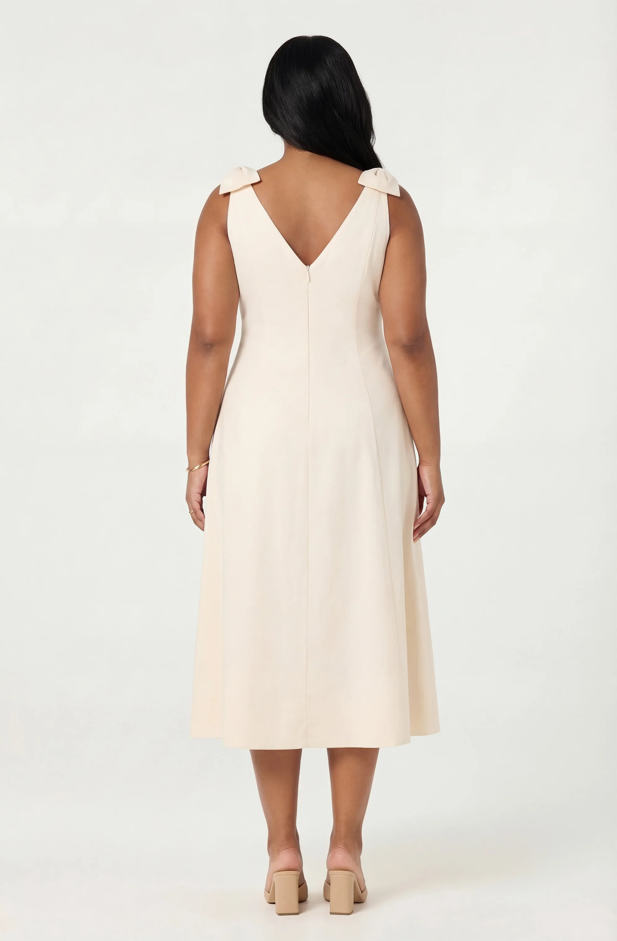 Joleena Linen Bow-Strap Midi Dress - Image 6