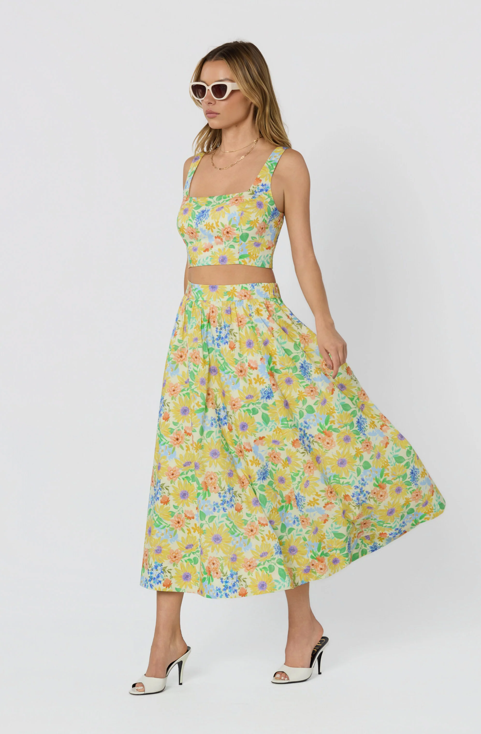 Jolie Floral Gathered Midi Skirt - Image 2