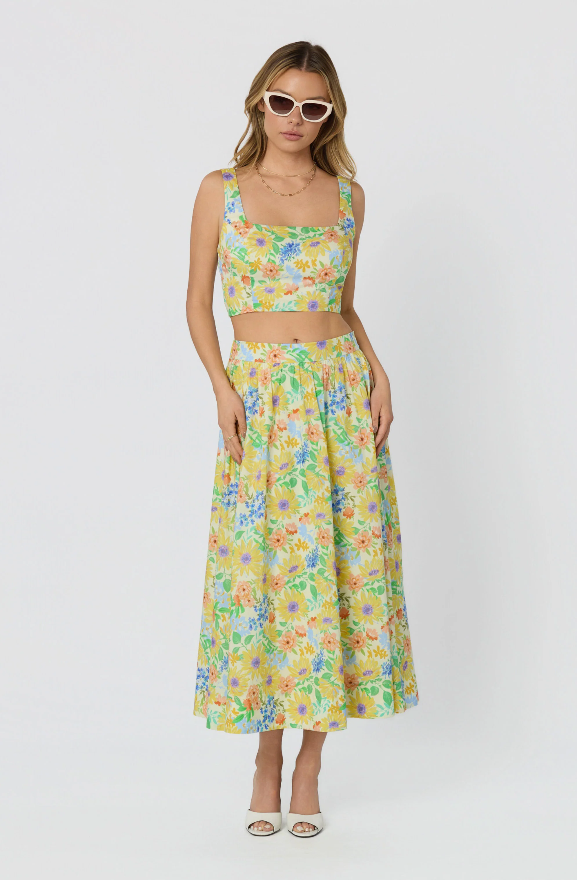 Jolie Floral Gathered Midi Skirt - Image 4