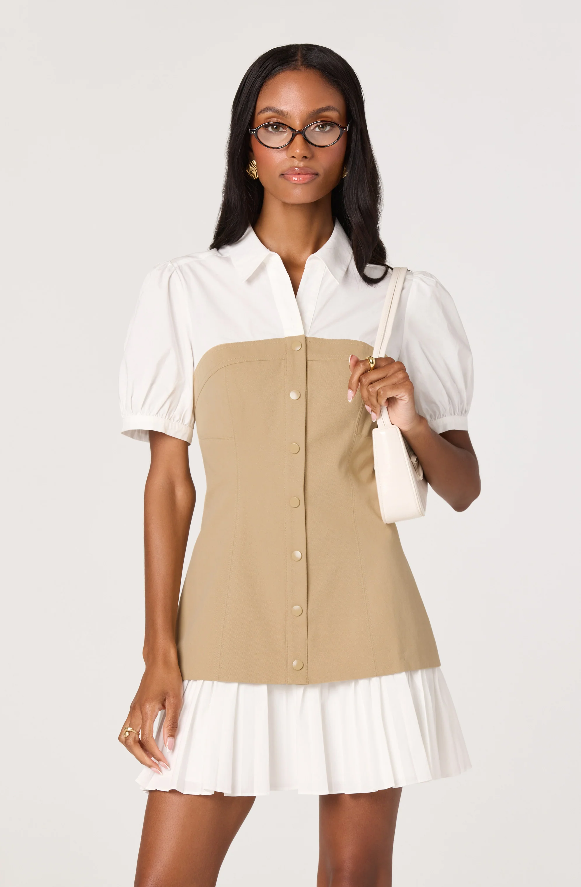 Joseline Mixed Media Faux Layered Mini Dress - Image 4