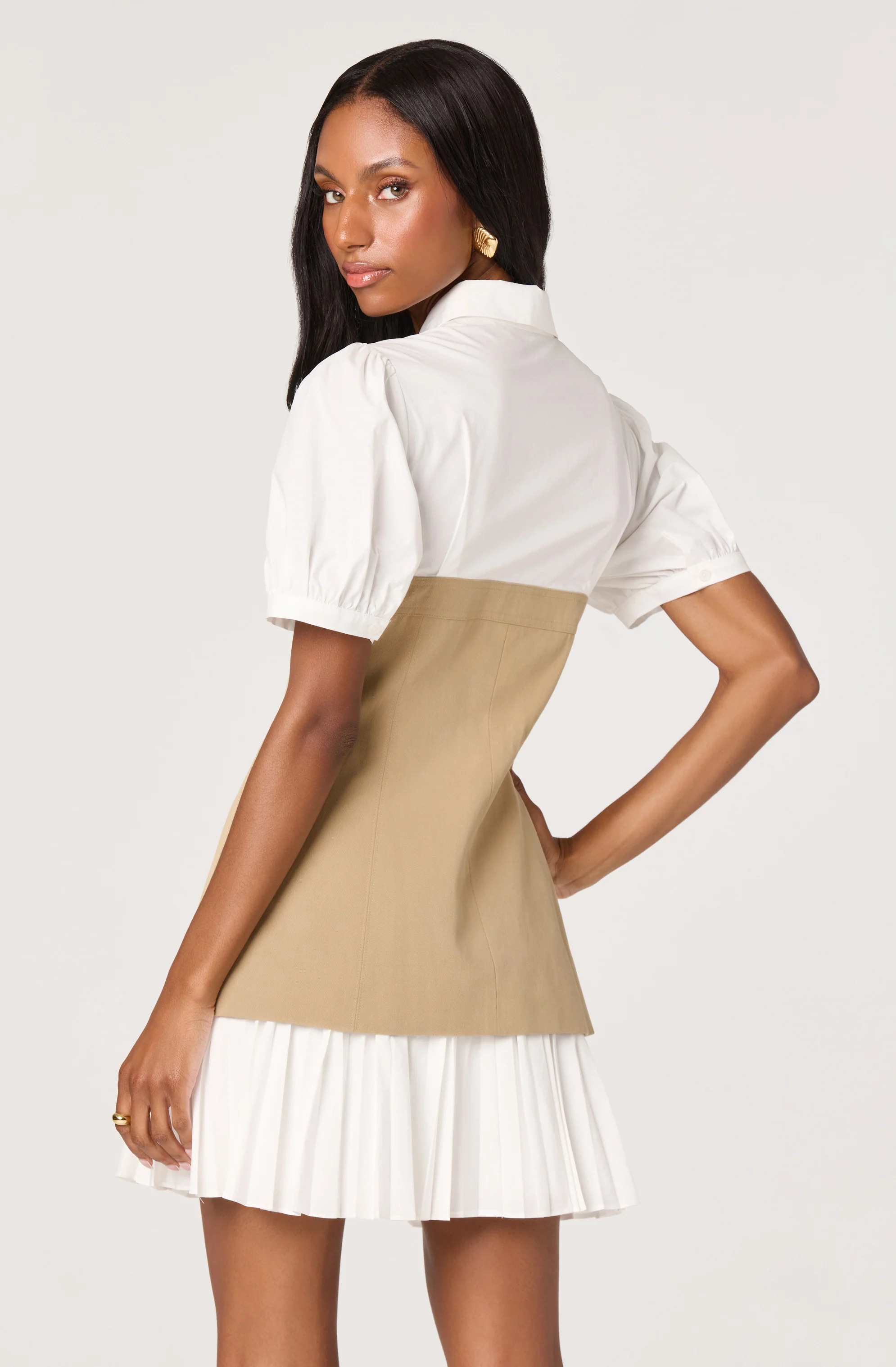 Joseline Mixed Media Faux Layered Mini Dress - Image 5