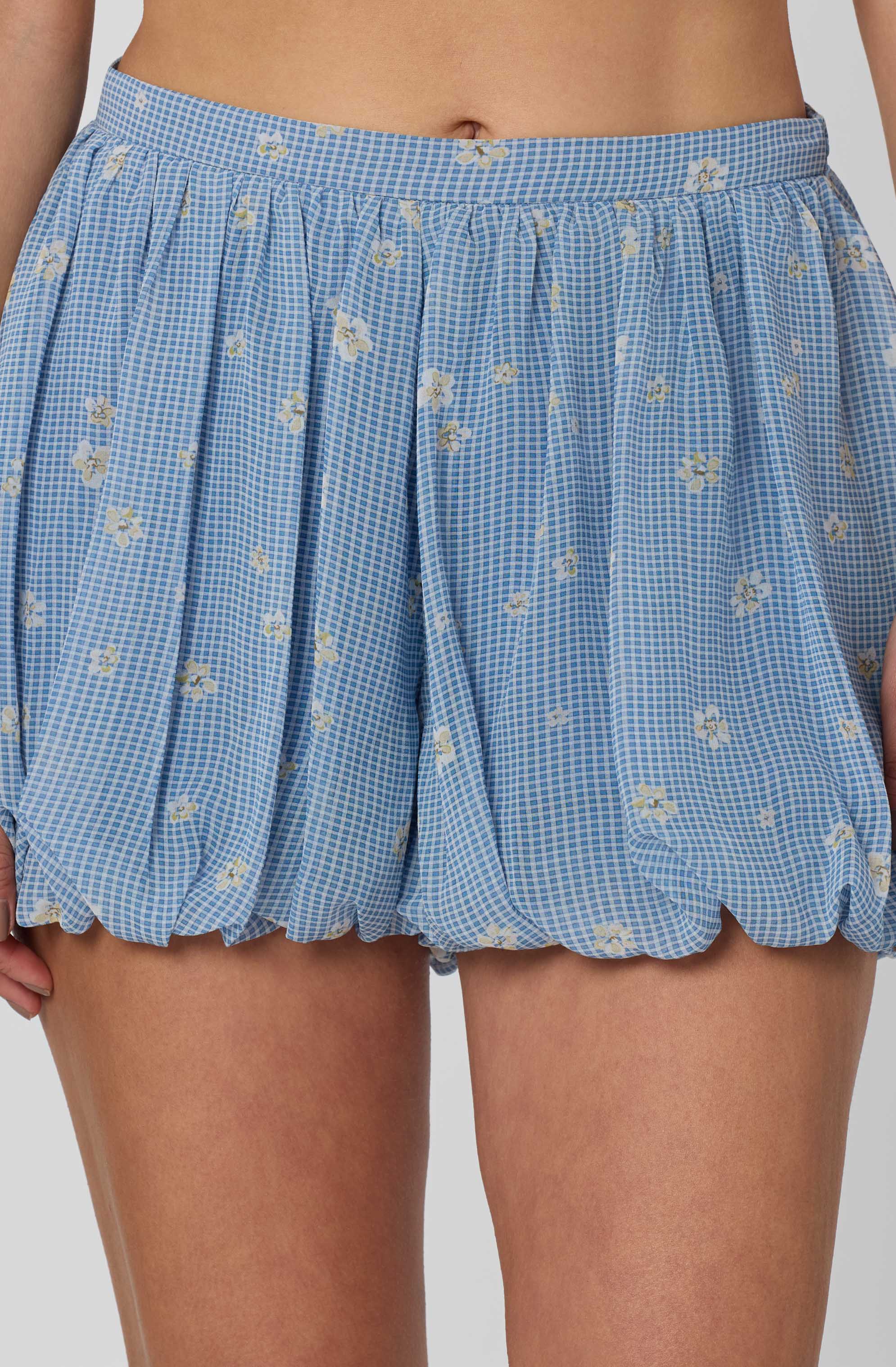 Kailey Floral Gingham High-Rise Bubble Shorts - Image 3
