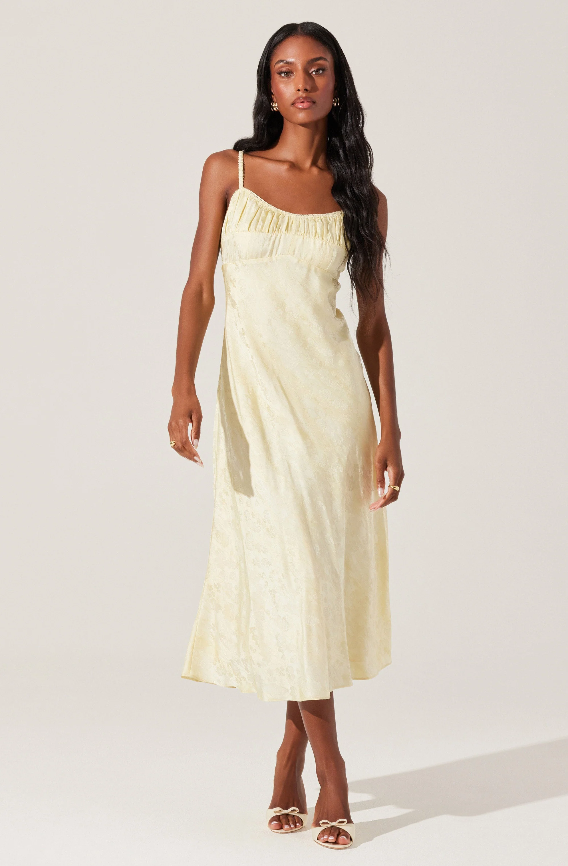 Kaiya Floral Jacquard Satin Midi Dress - Image 10
