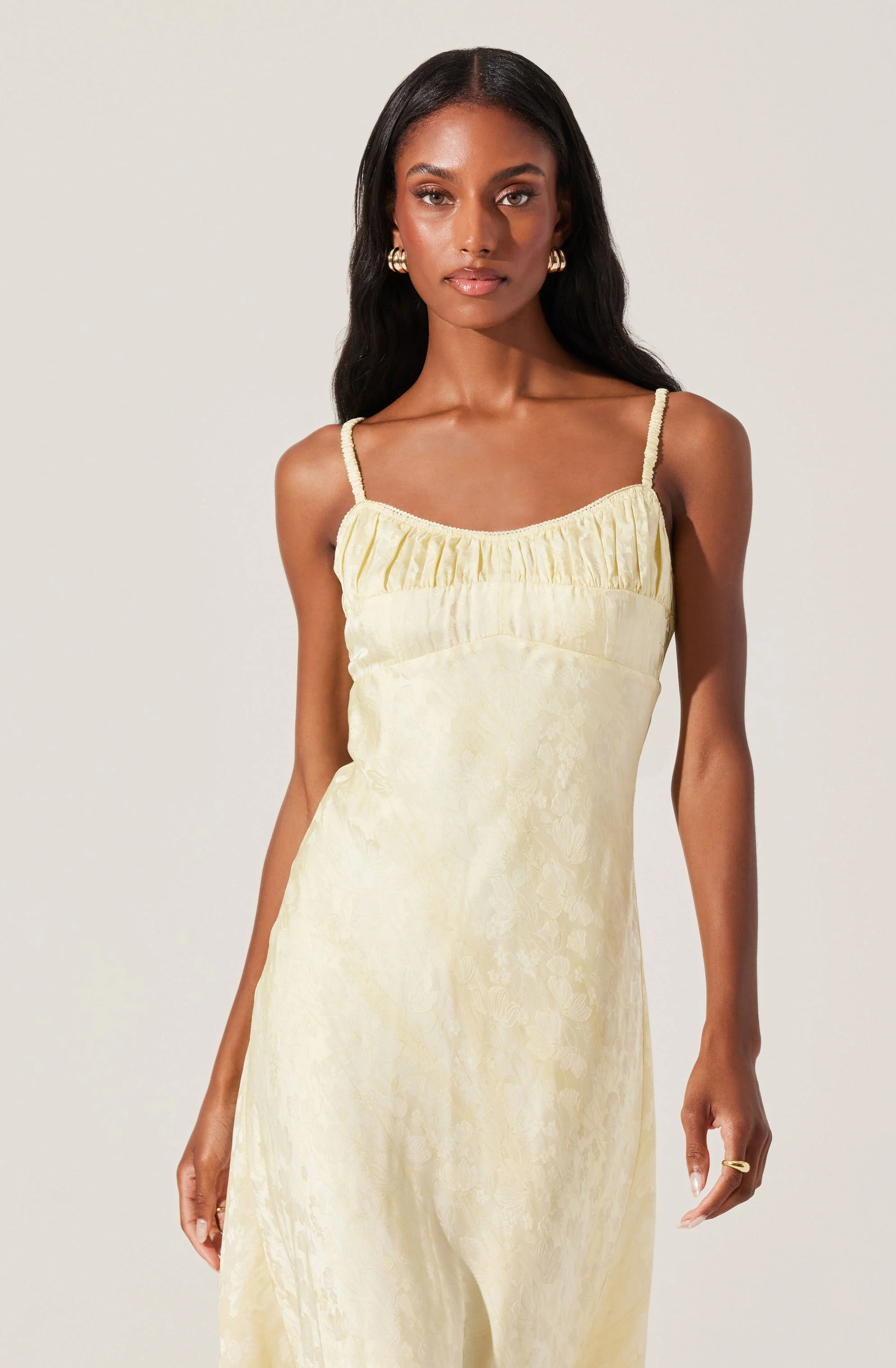 Kaiya Floral Jacquard Satin Midi Dress - Image 11