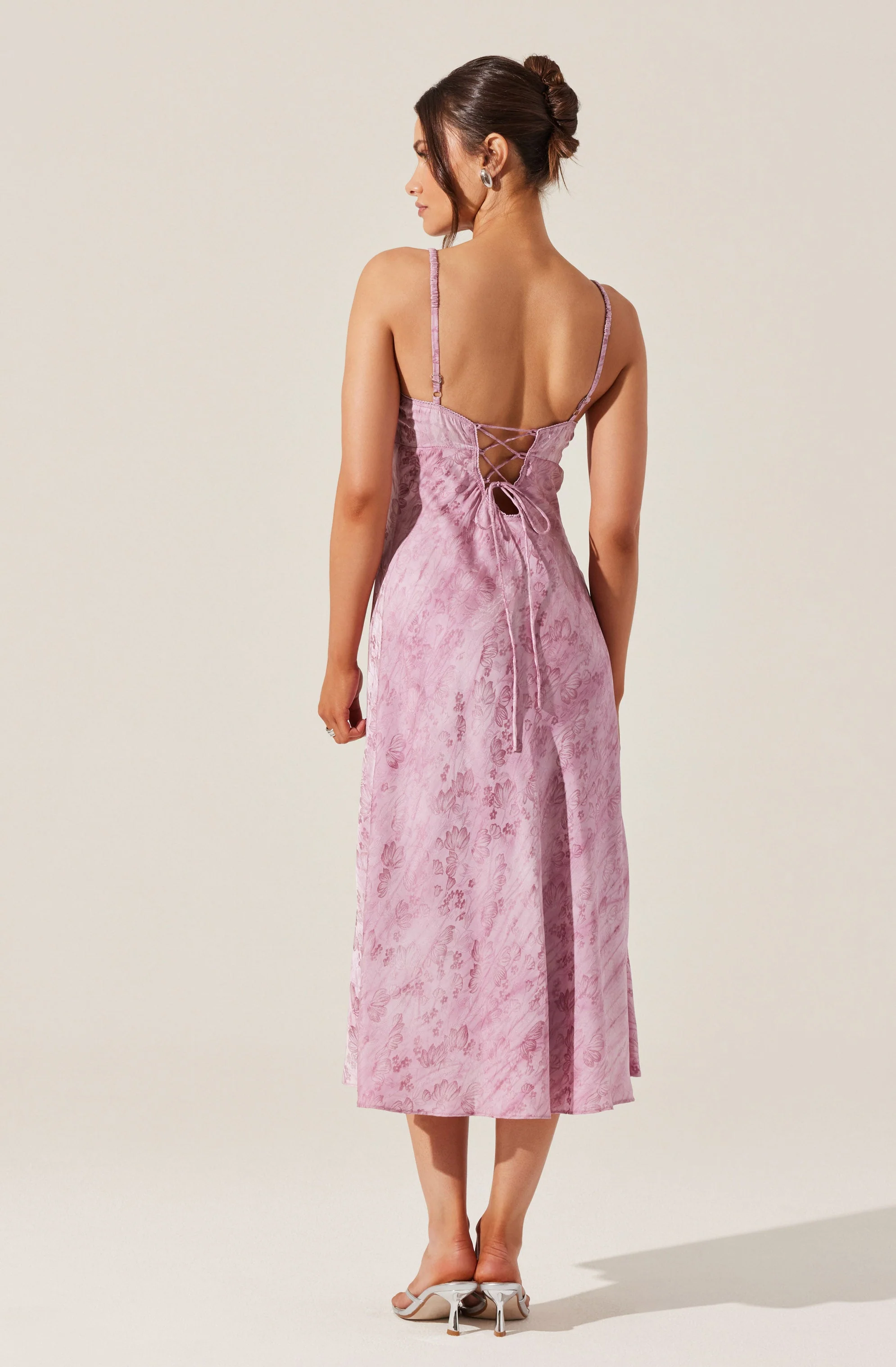 Kaiya Floral Jacquard Satin Midi Dress - Image 2