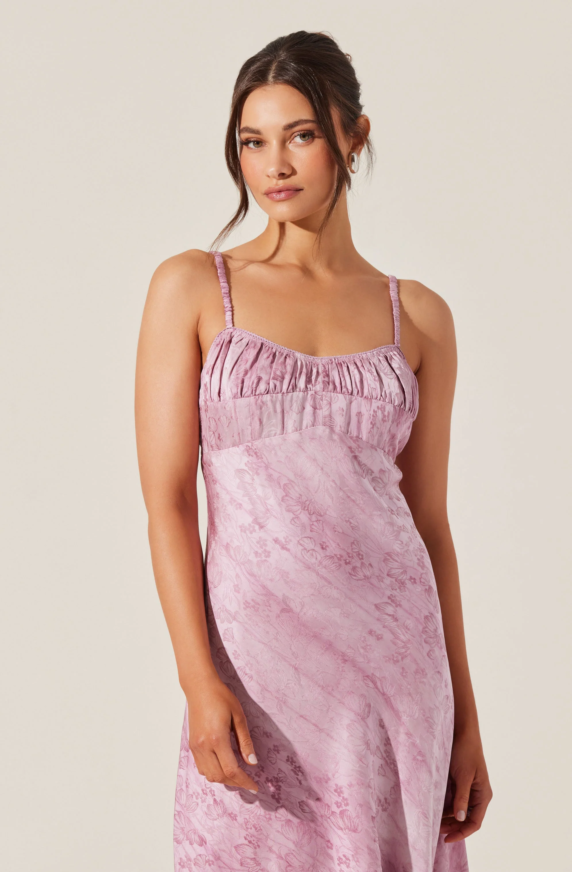 Kaiya Floral Jacquard Satin Midi Dress - Image 3