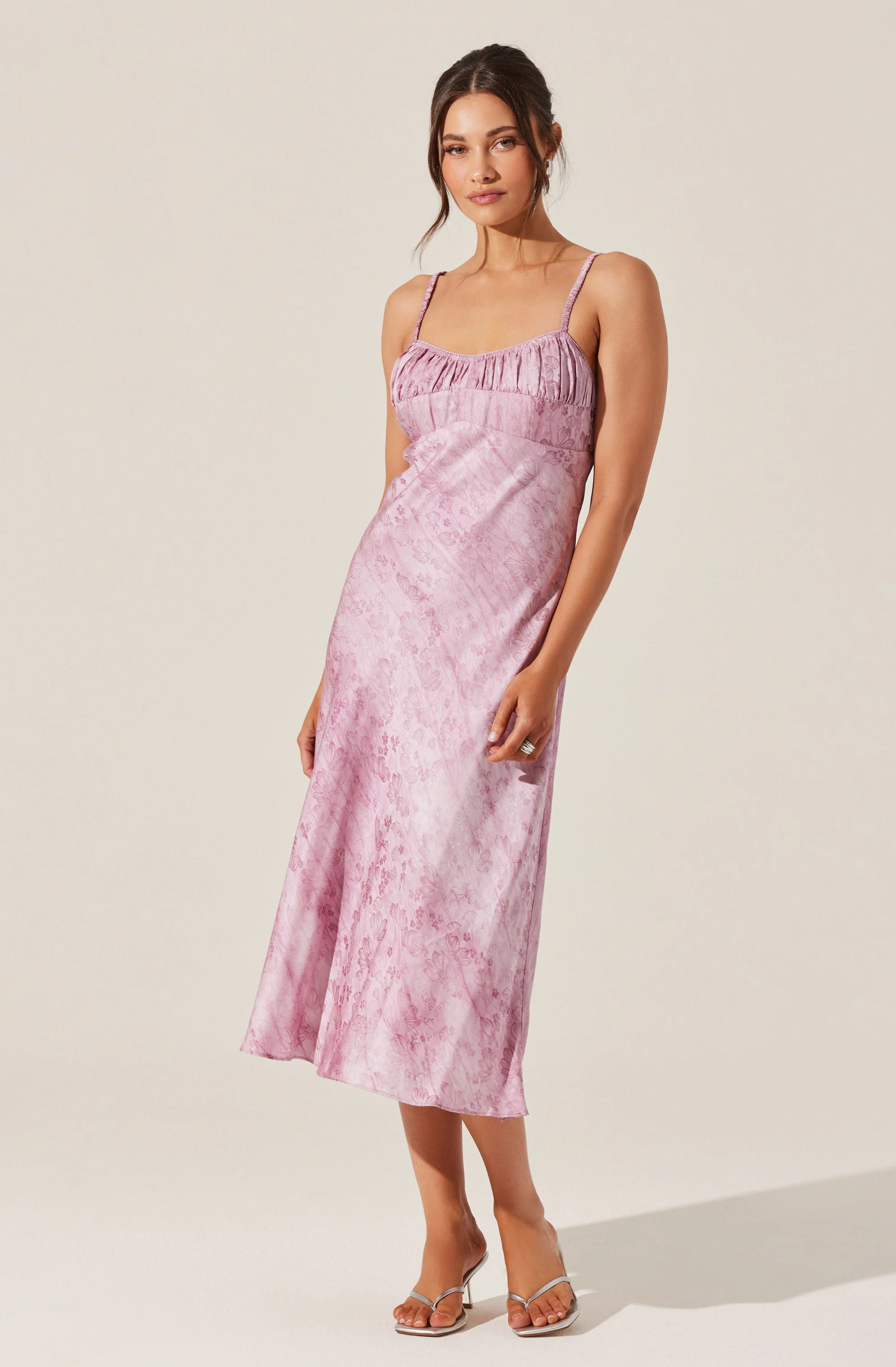 Kaiya Floral Jacquard Satin Midi Dress - Image 4