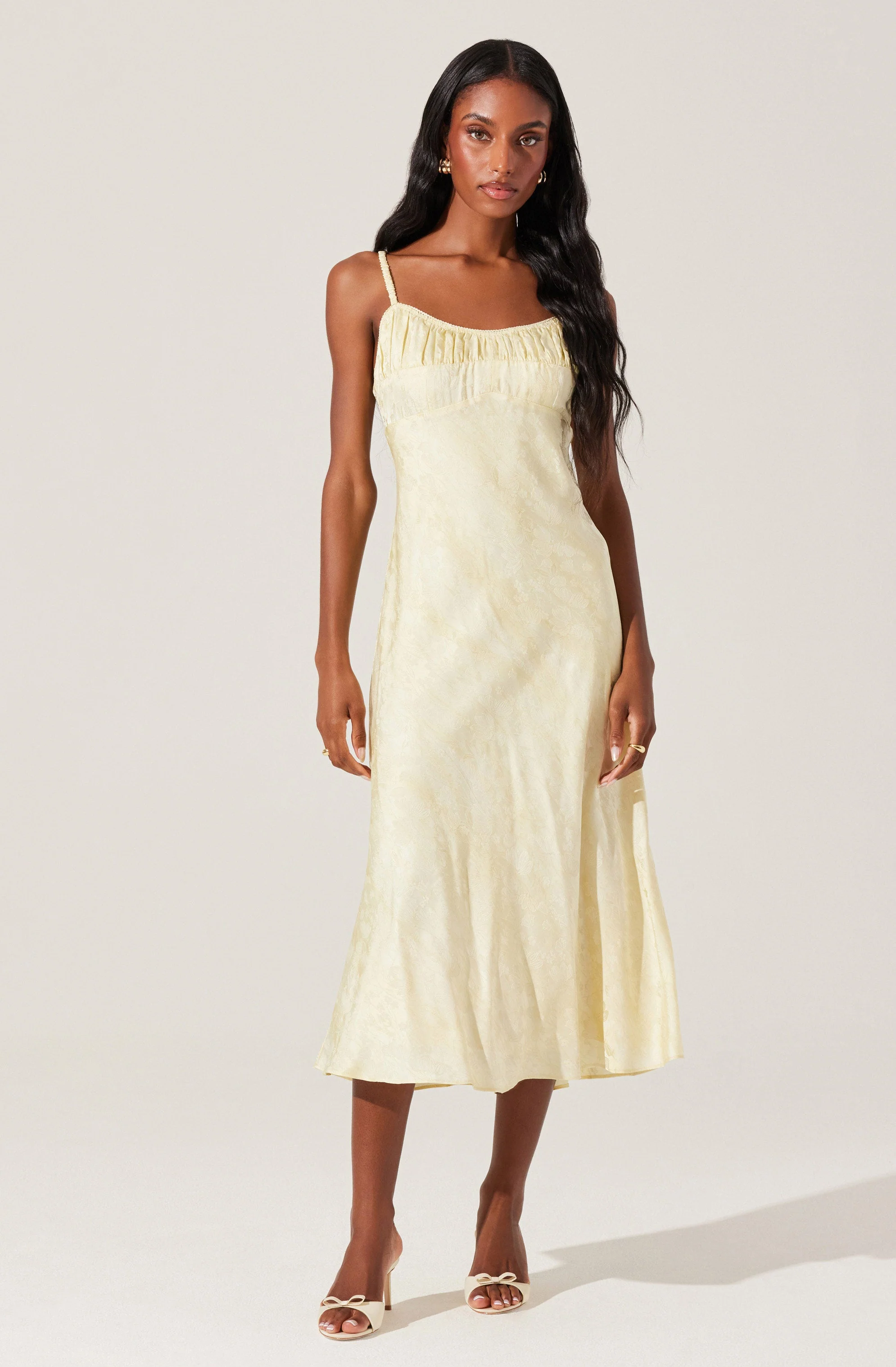 Kaiya Floral Jacquard Satin Midi Dress - Image 7
