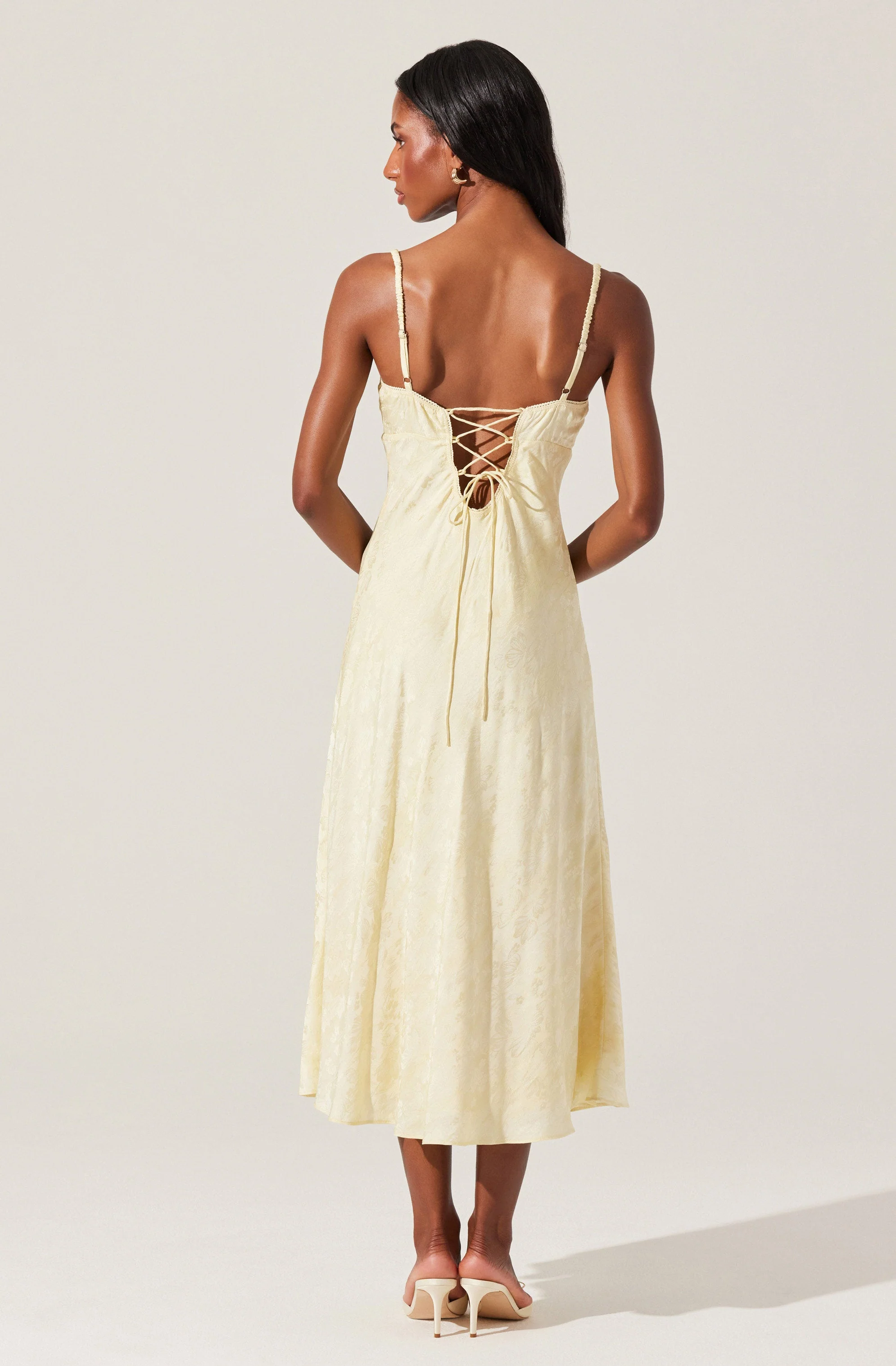 Kaiya Floral Jacquard Satin Midi Dress - Image 8
