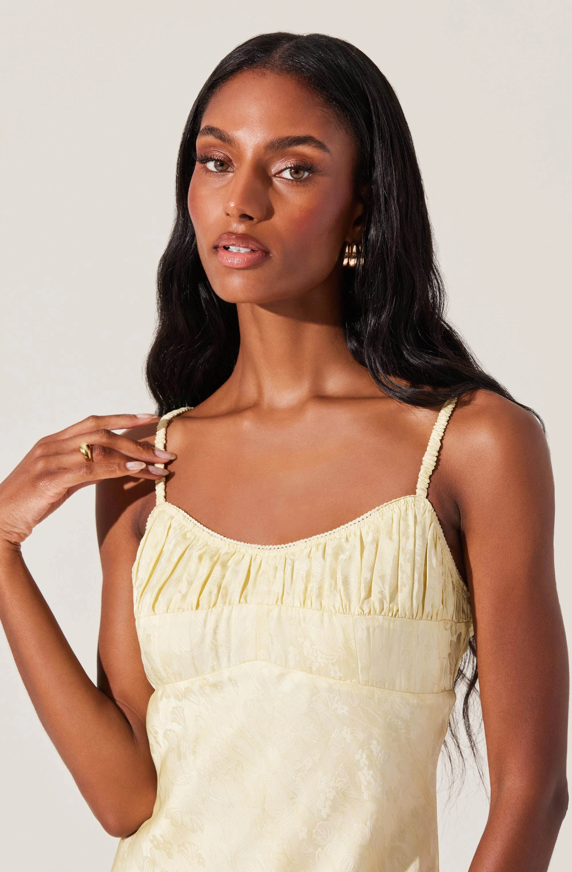 Kaiya Floral Jacquard Satin Midi Dress - Image 9