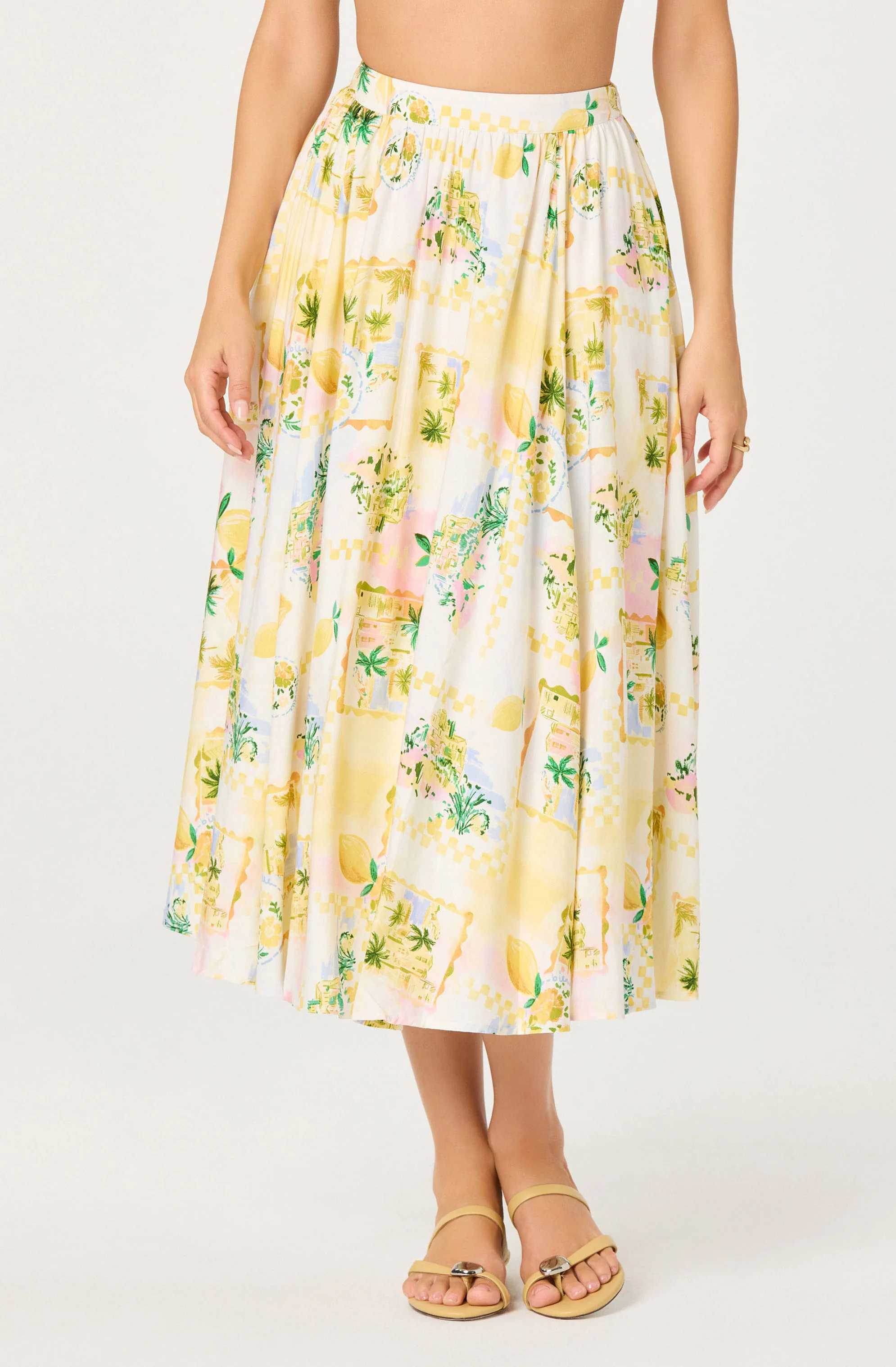 Kaleigh Paradise Print Gathered Midi Skirt - Image 3