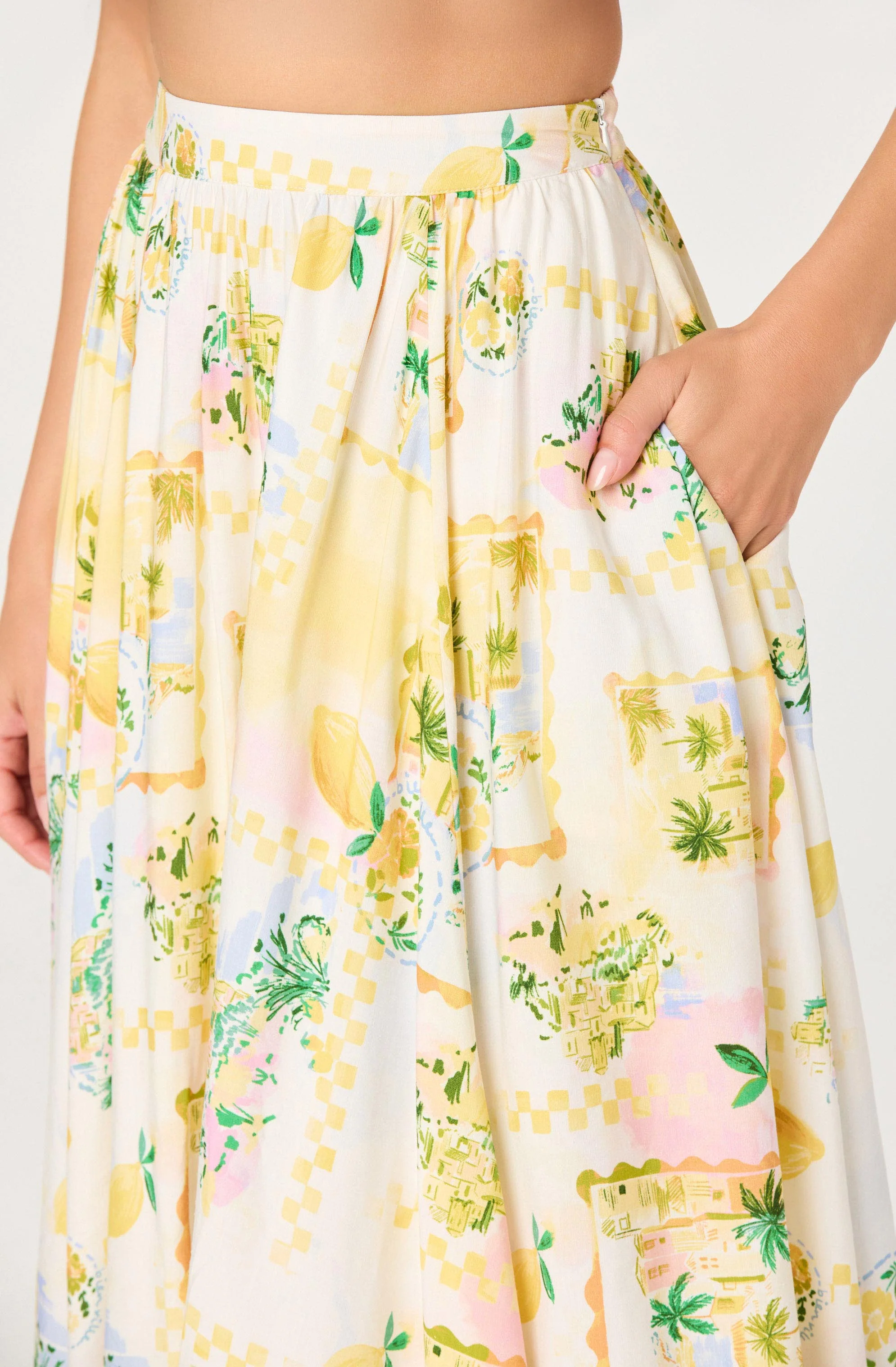 Kaleigh Paradise Print Gathered Midi Skirt - Image 5