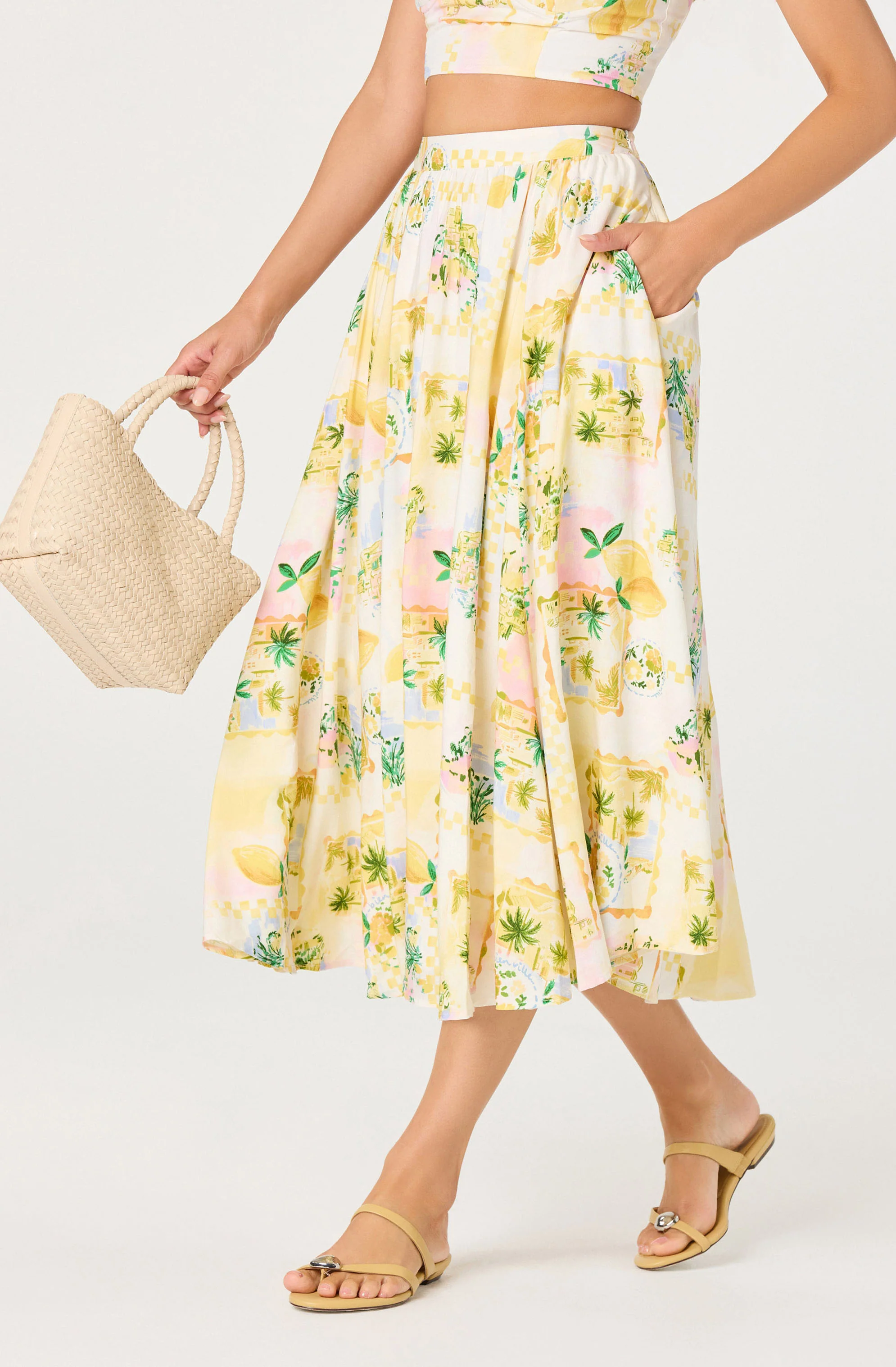 Kaleigh Paradise Print Gathered Midi Skirt - Image 6