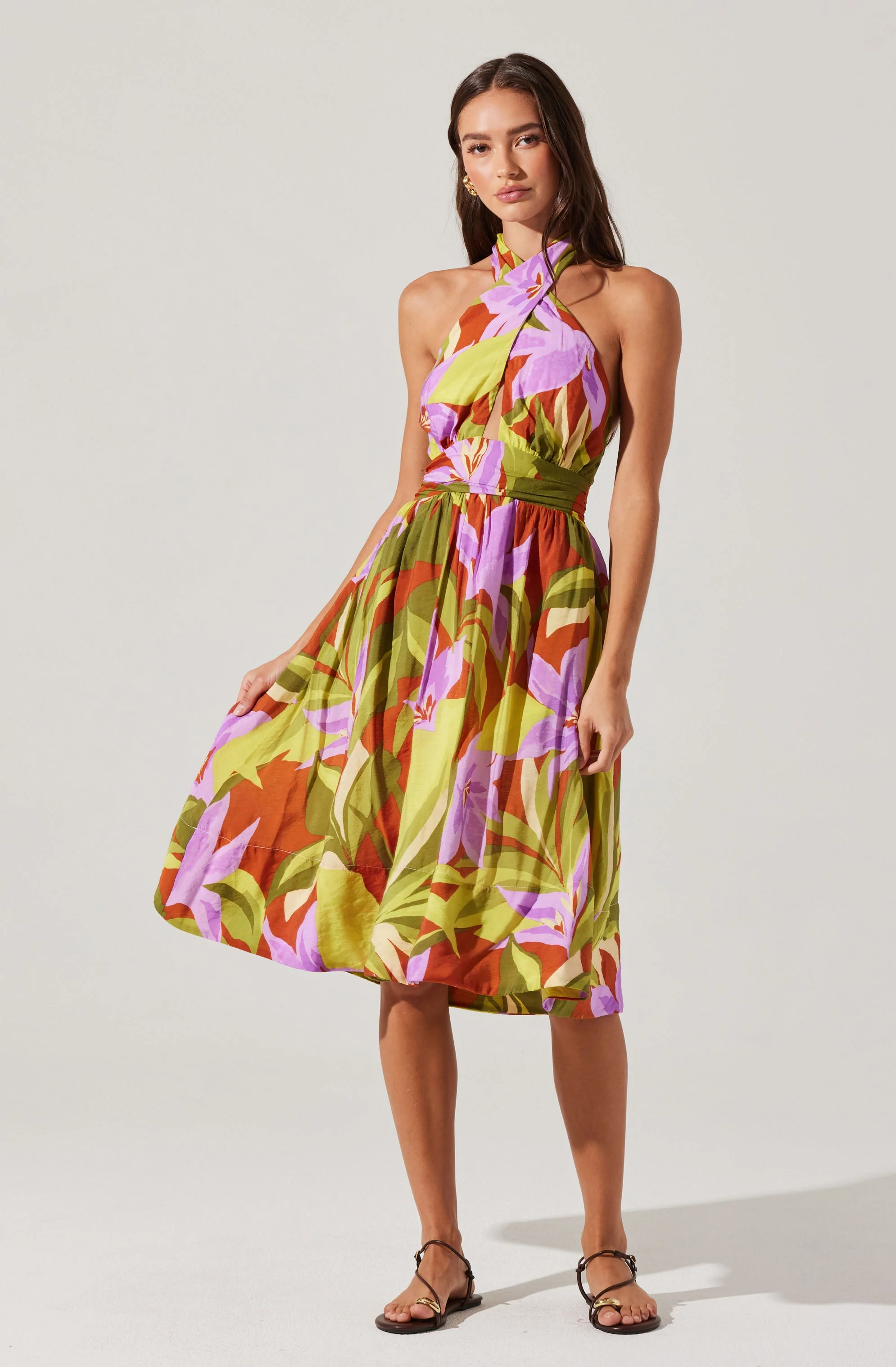 Kalia Halter Floral Midi Dress - Image 5