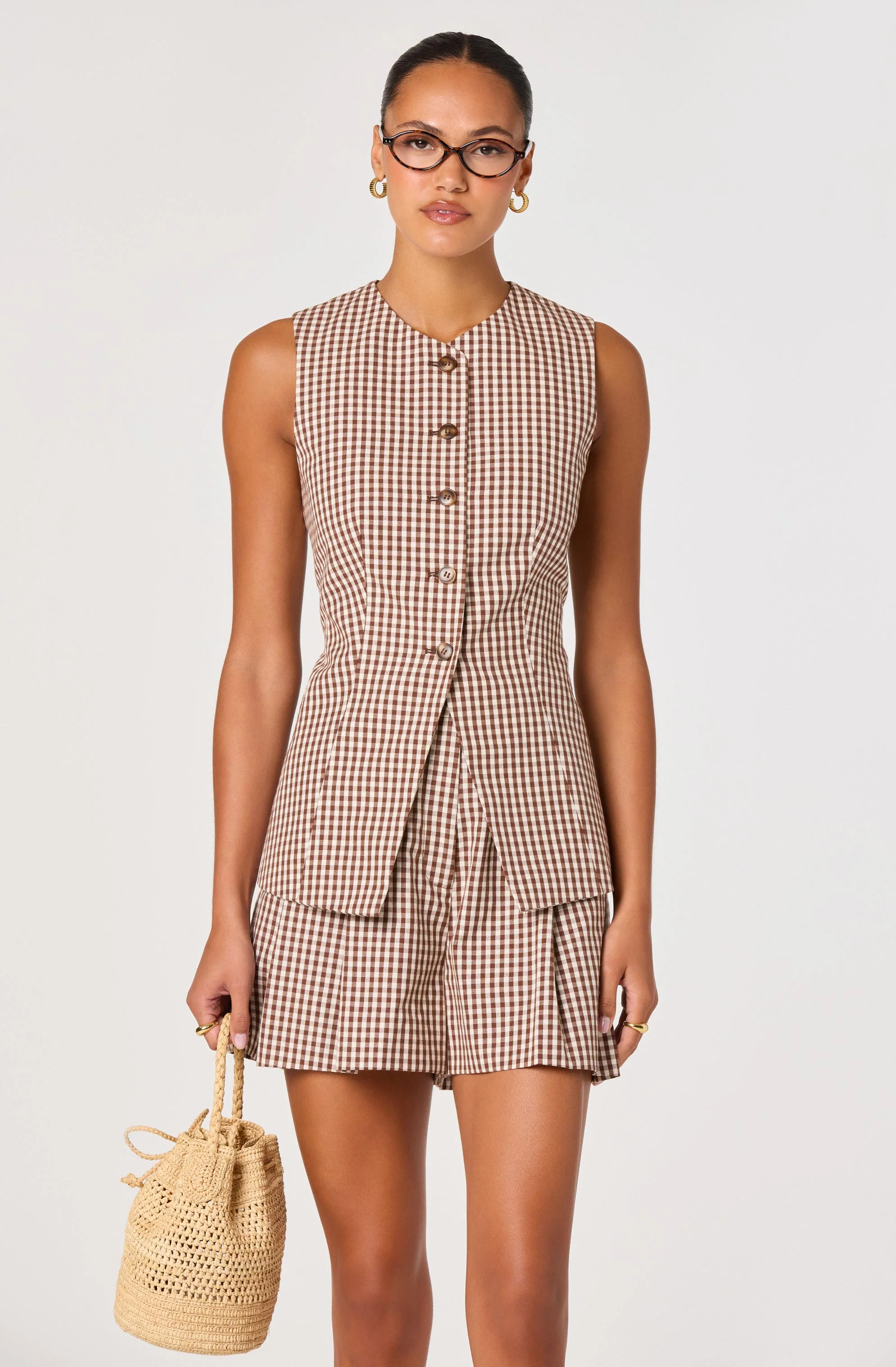 Karan Gingham Longline Vest - Image 2