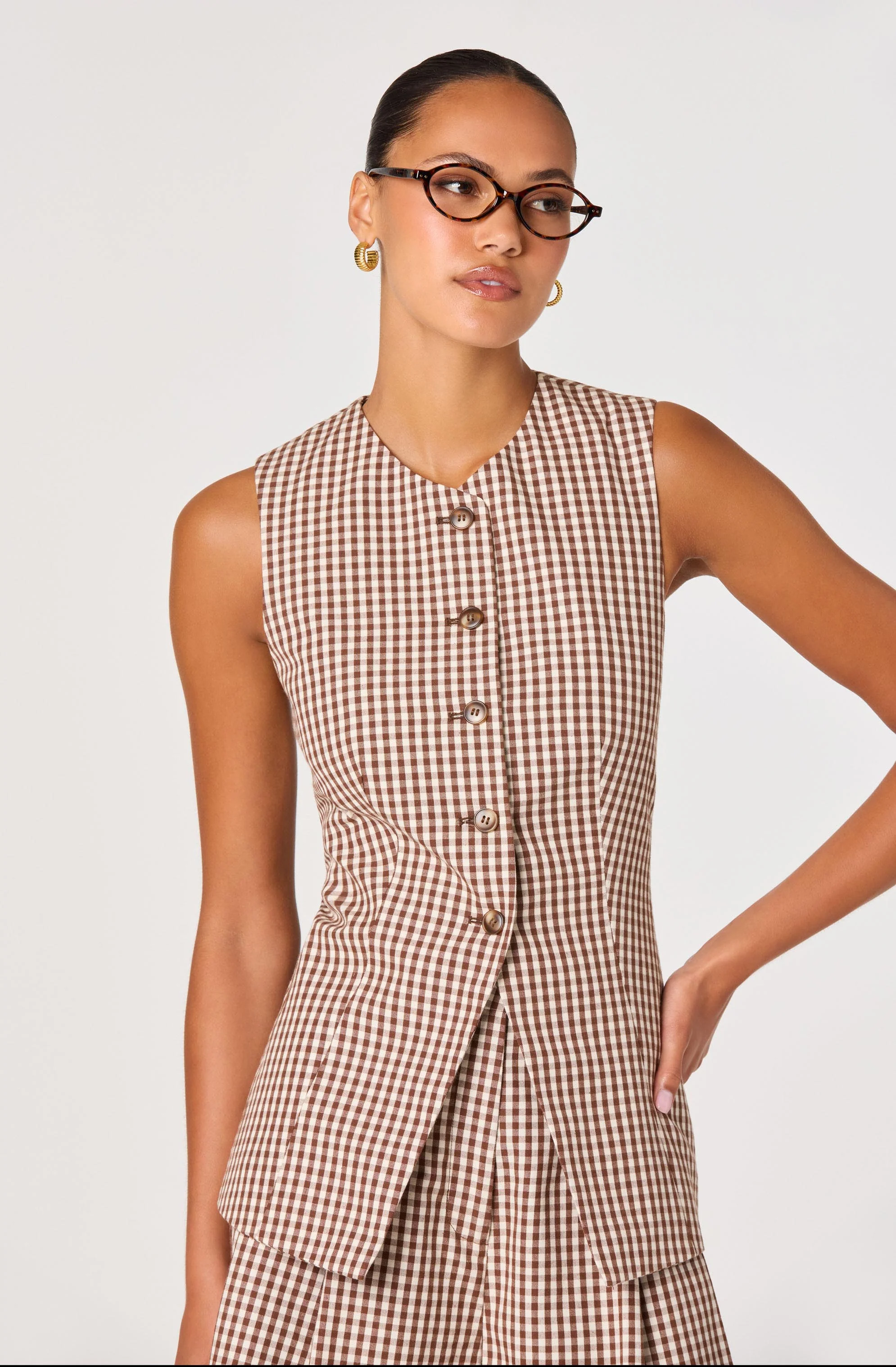 Karan Gingham Longline Vest - Image 3
