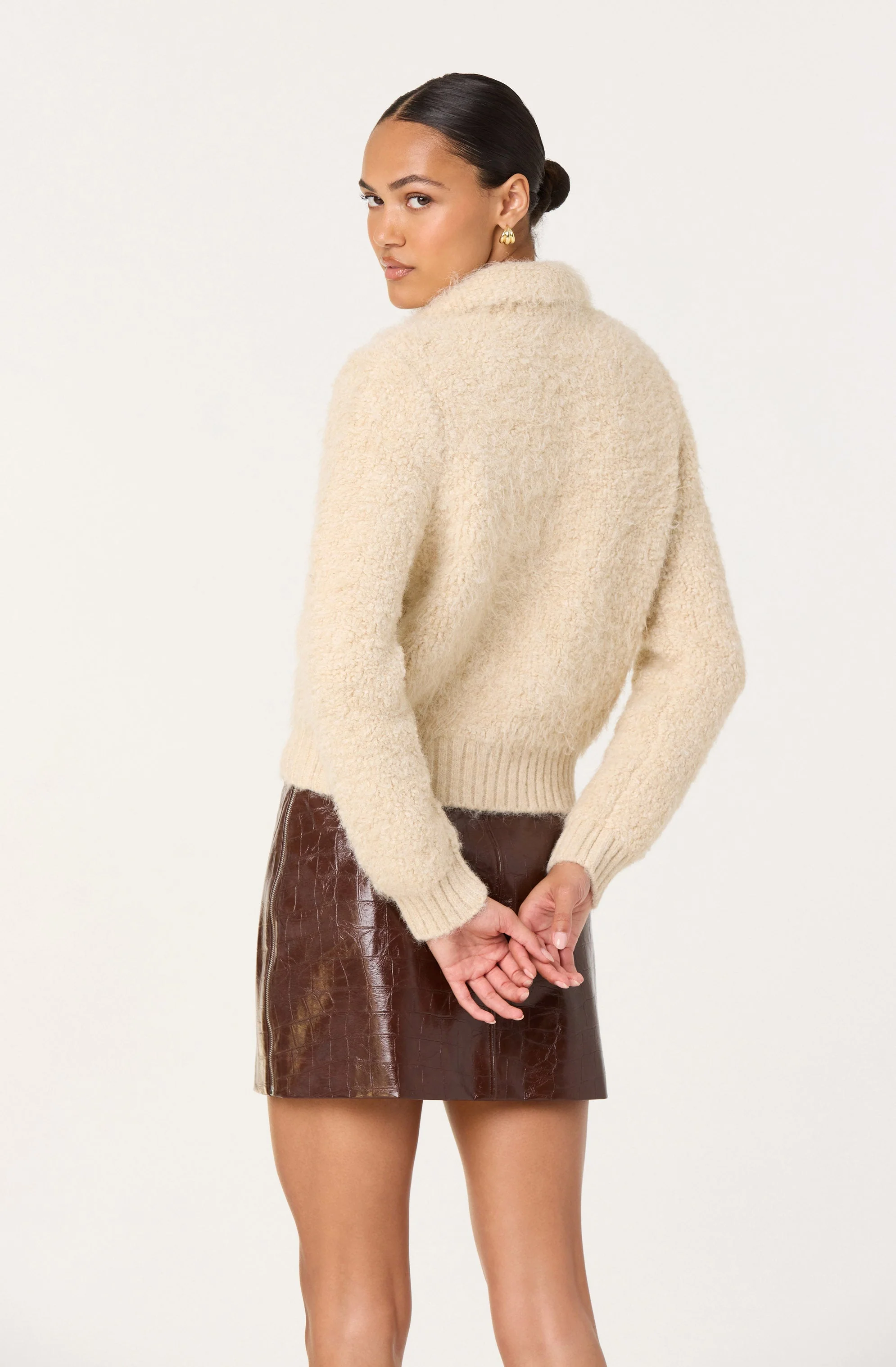 Karime Fuzzy Collared Cardigan - Image 4