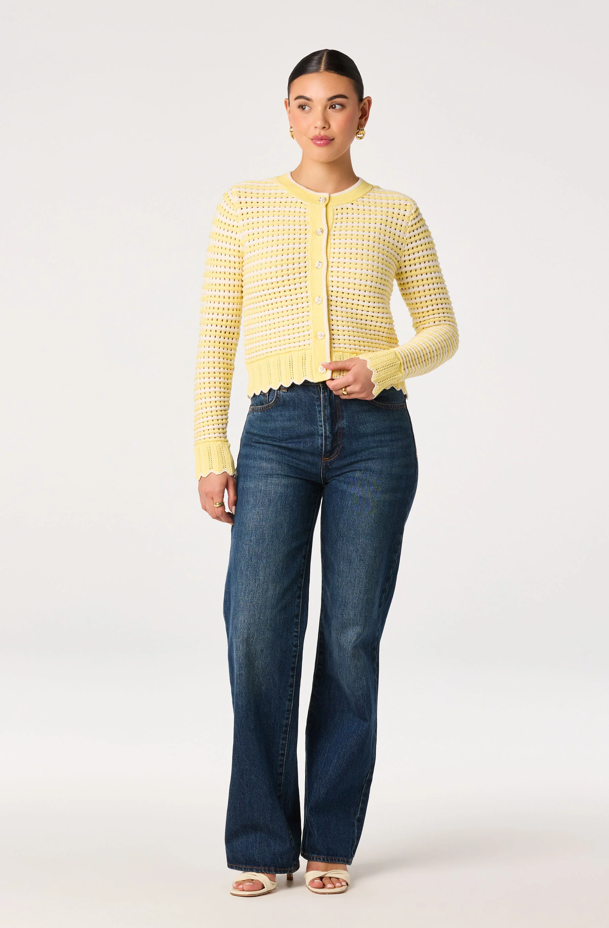Karly Striped Open Knit Cardigan - Image 2