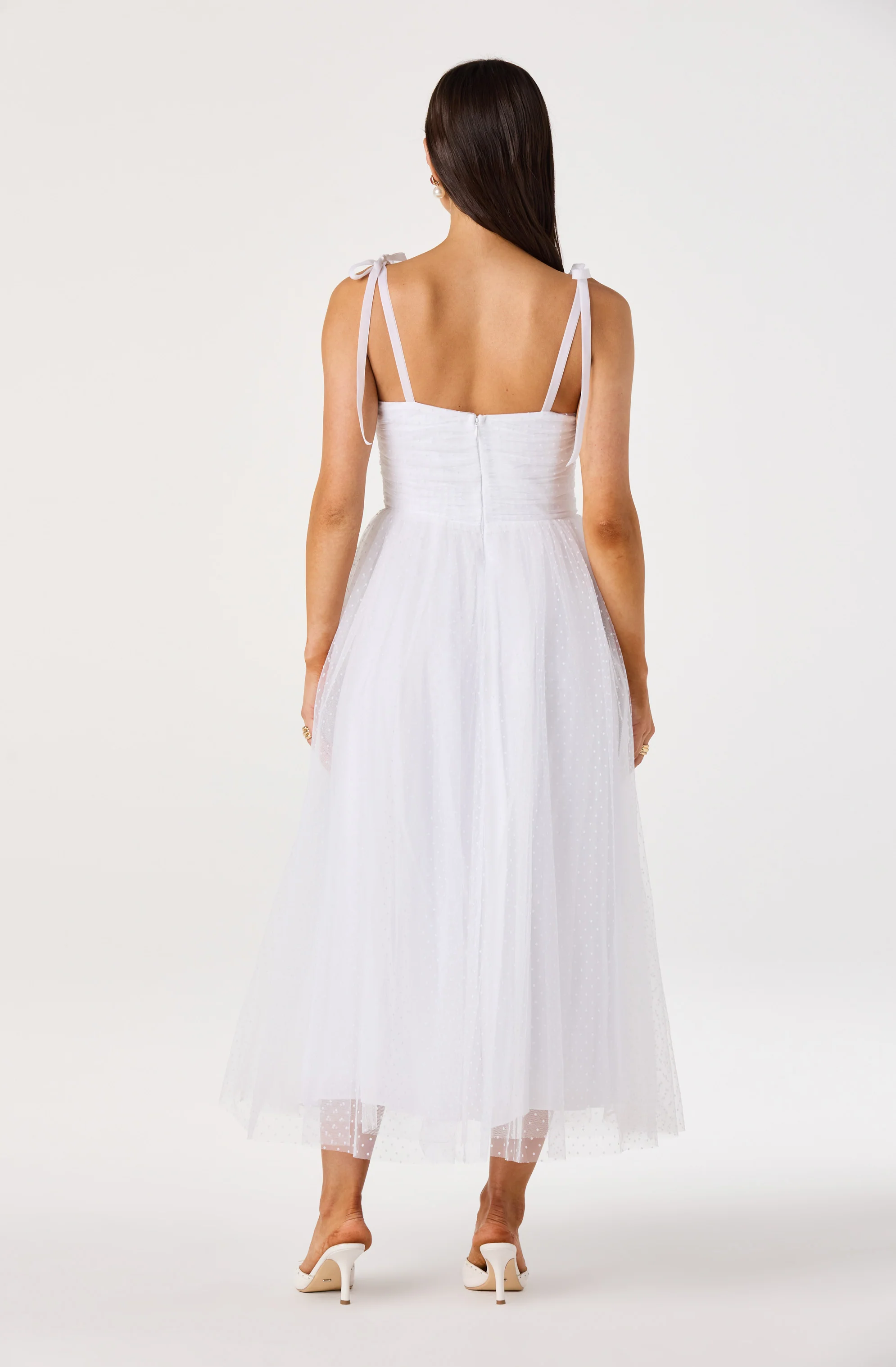 Karyme Polka Dot Tulle Midi Dress - Image 3