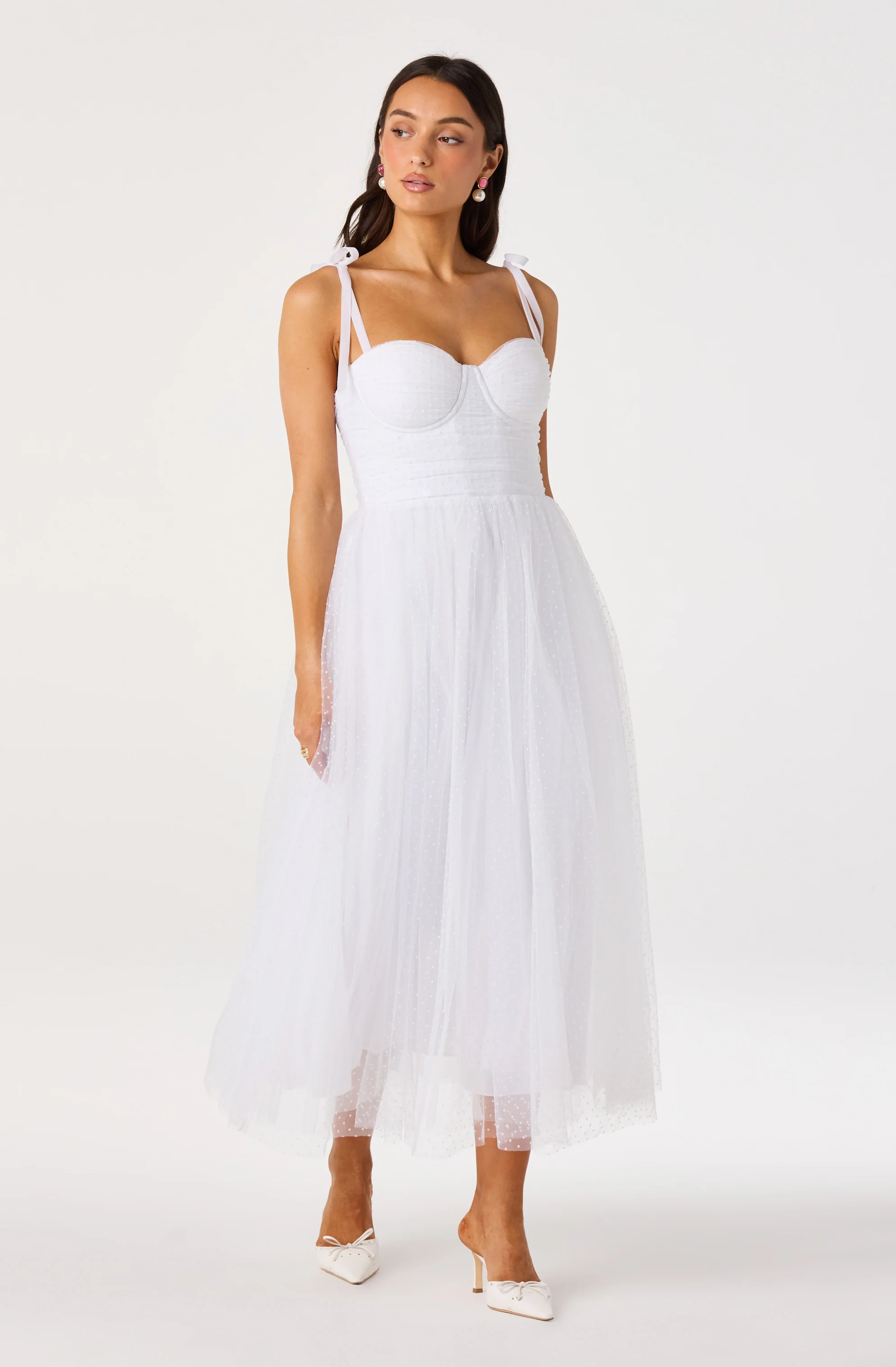 Karyme Polka Dot Tulle Midi Dress - Image 5