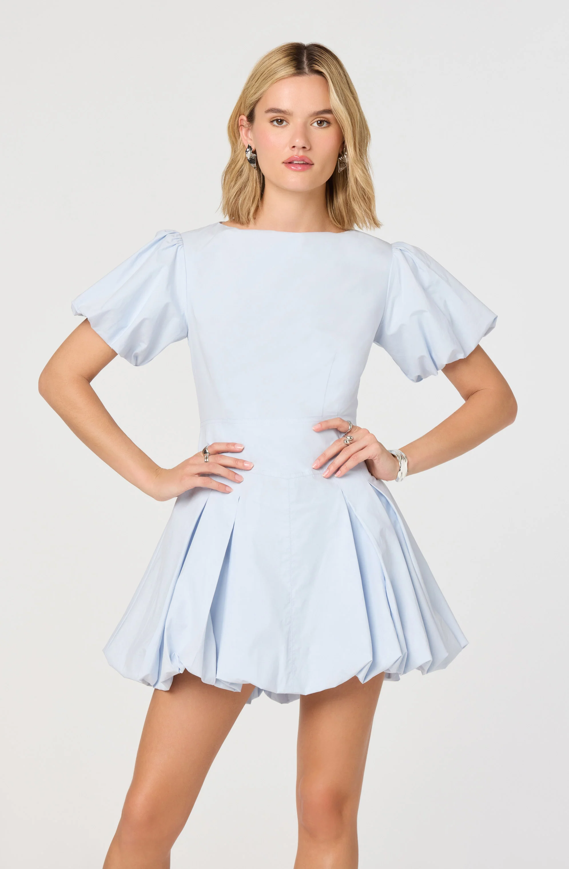 Kattie Puff Sleeve Bubble Hem Mini Dress - Image 6