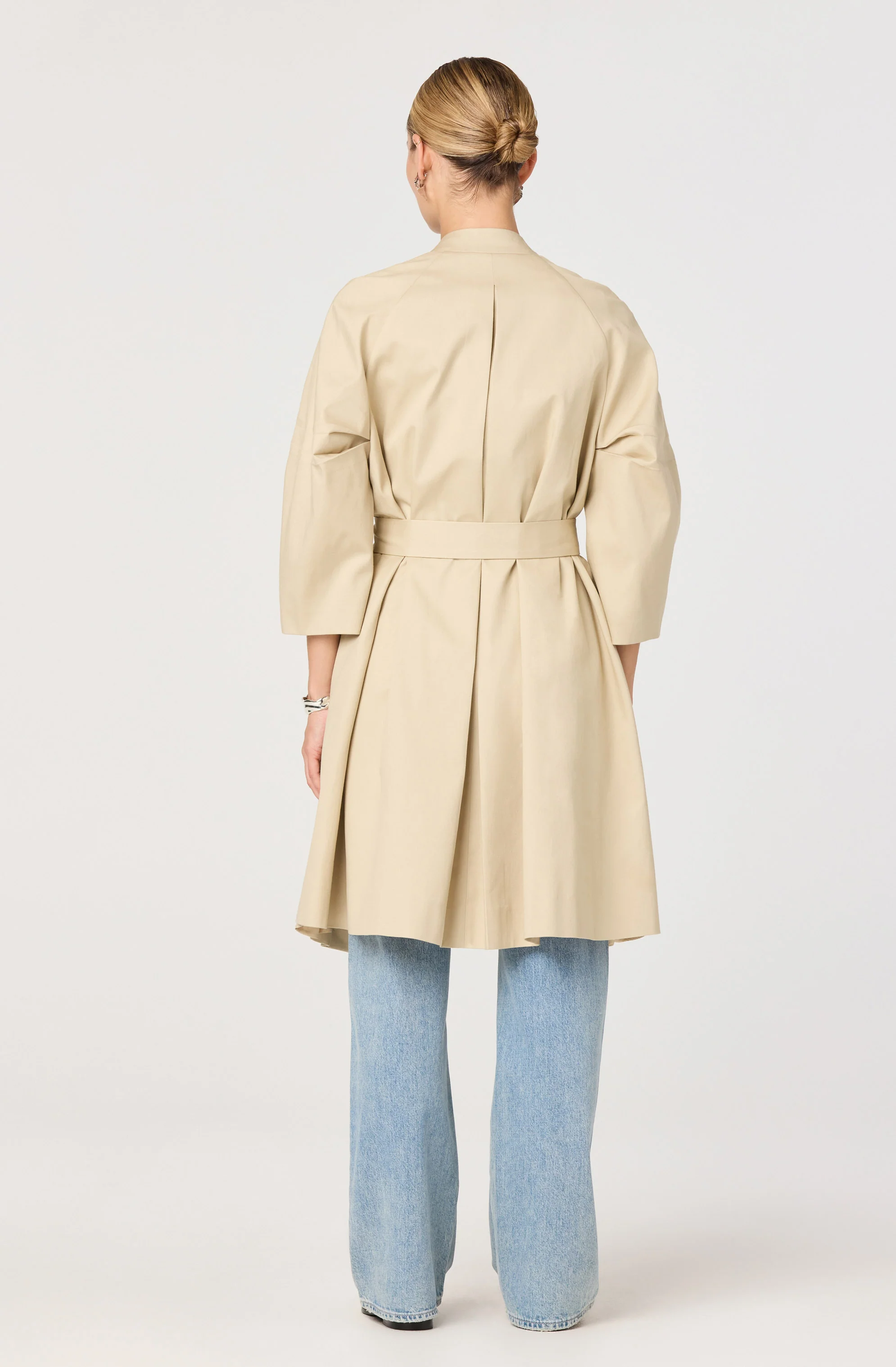 Kaylin Collarless Wrap Trench Coat - Image 5