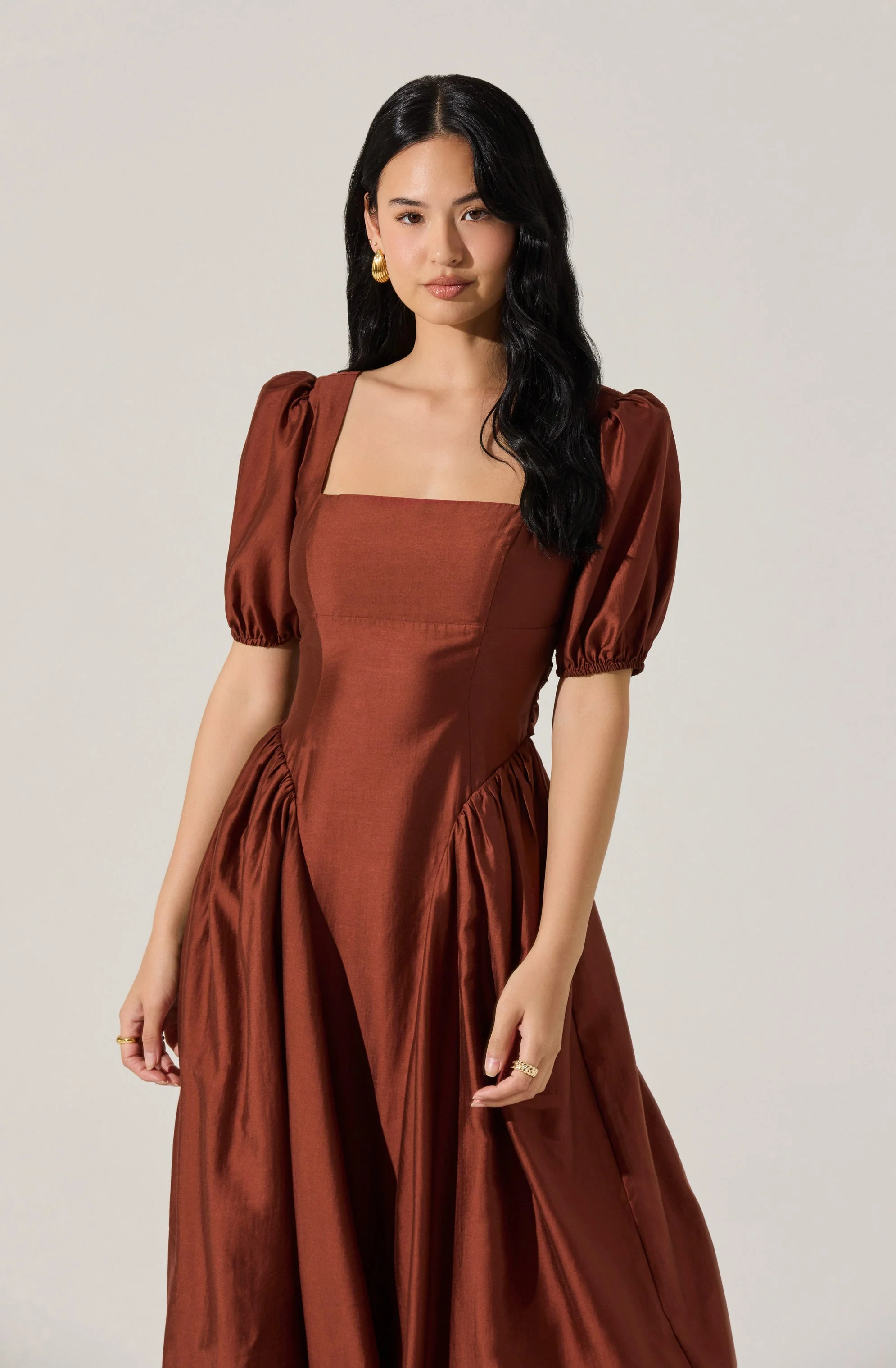 Keairra Puff Sleeve Midi Dress - Image 3
