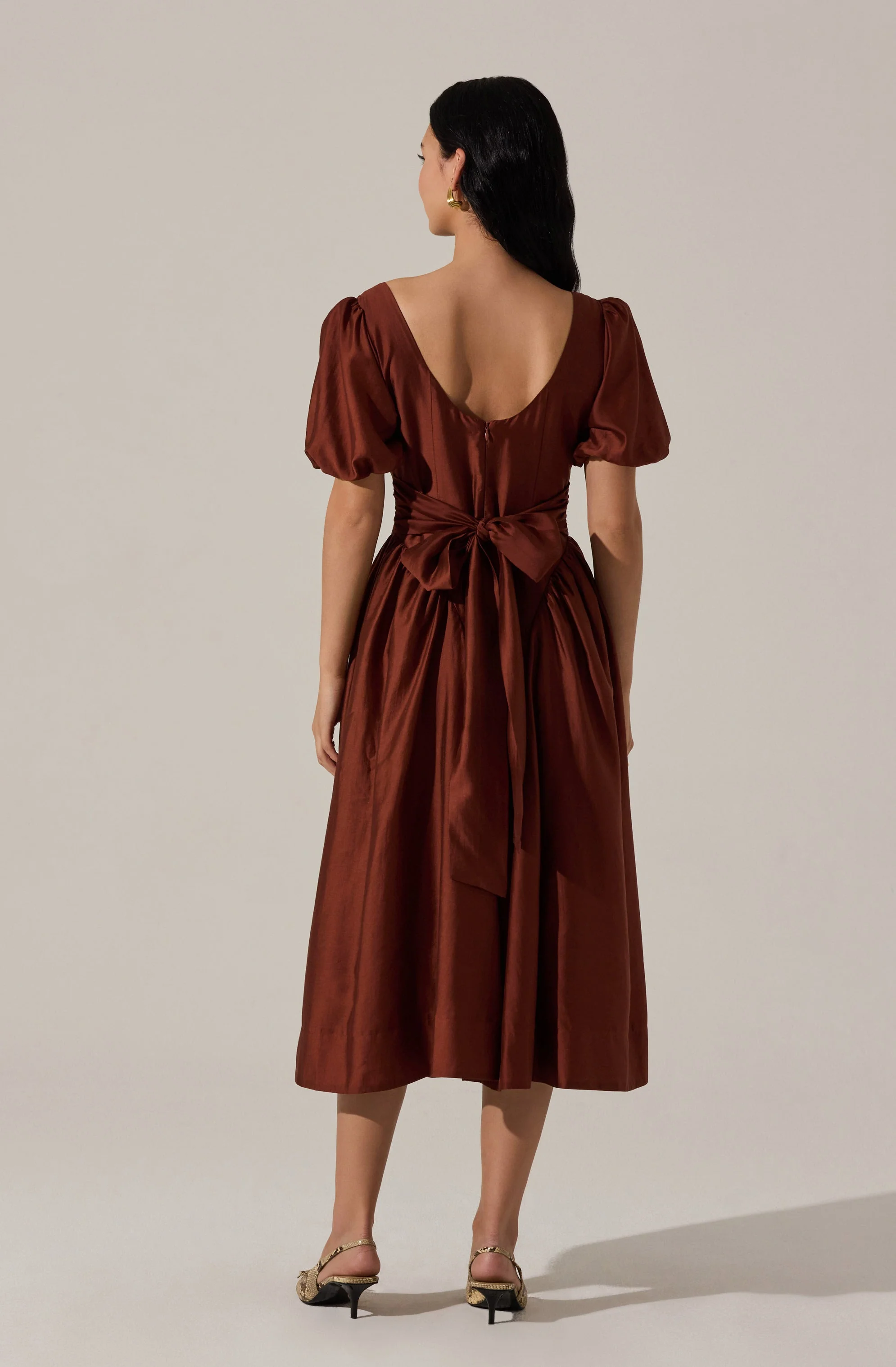 Keairra Puff Sleeve Midi Dress - Image 4