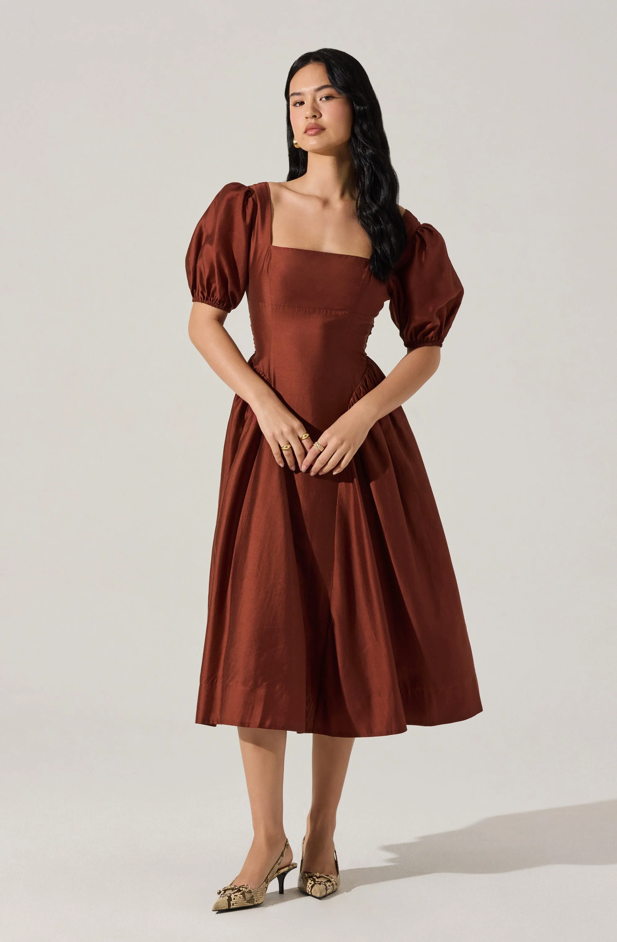 Keairra Puff Sleeve Midi Dress - Image 5