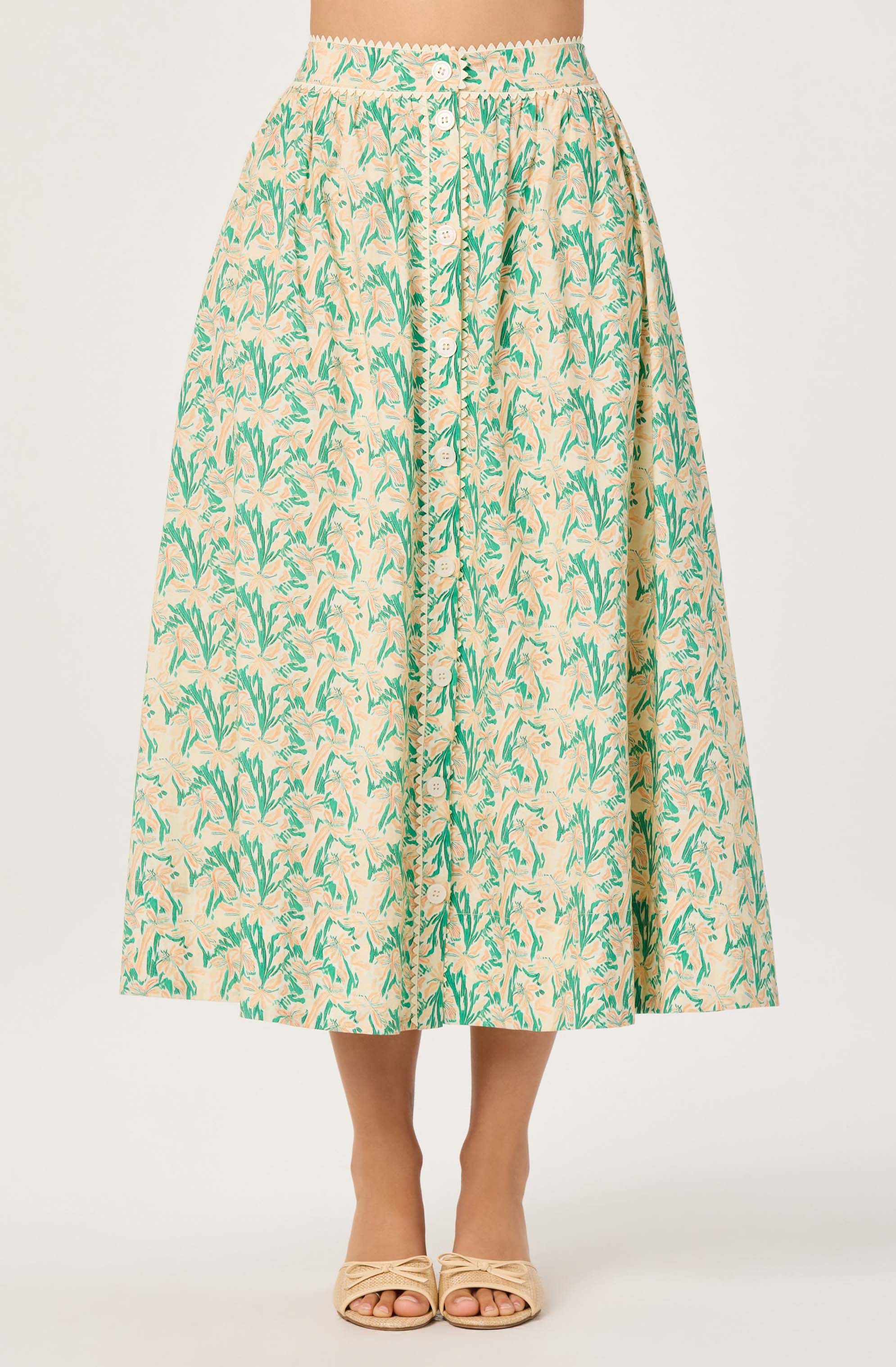 Keesha Button-Front Floral Midi Skirt - Image 3