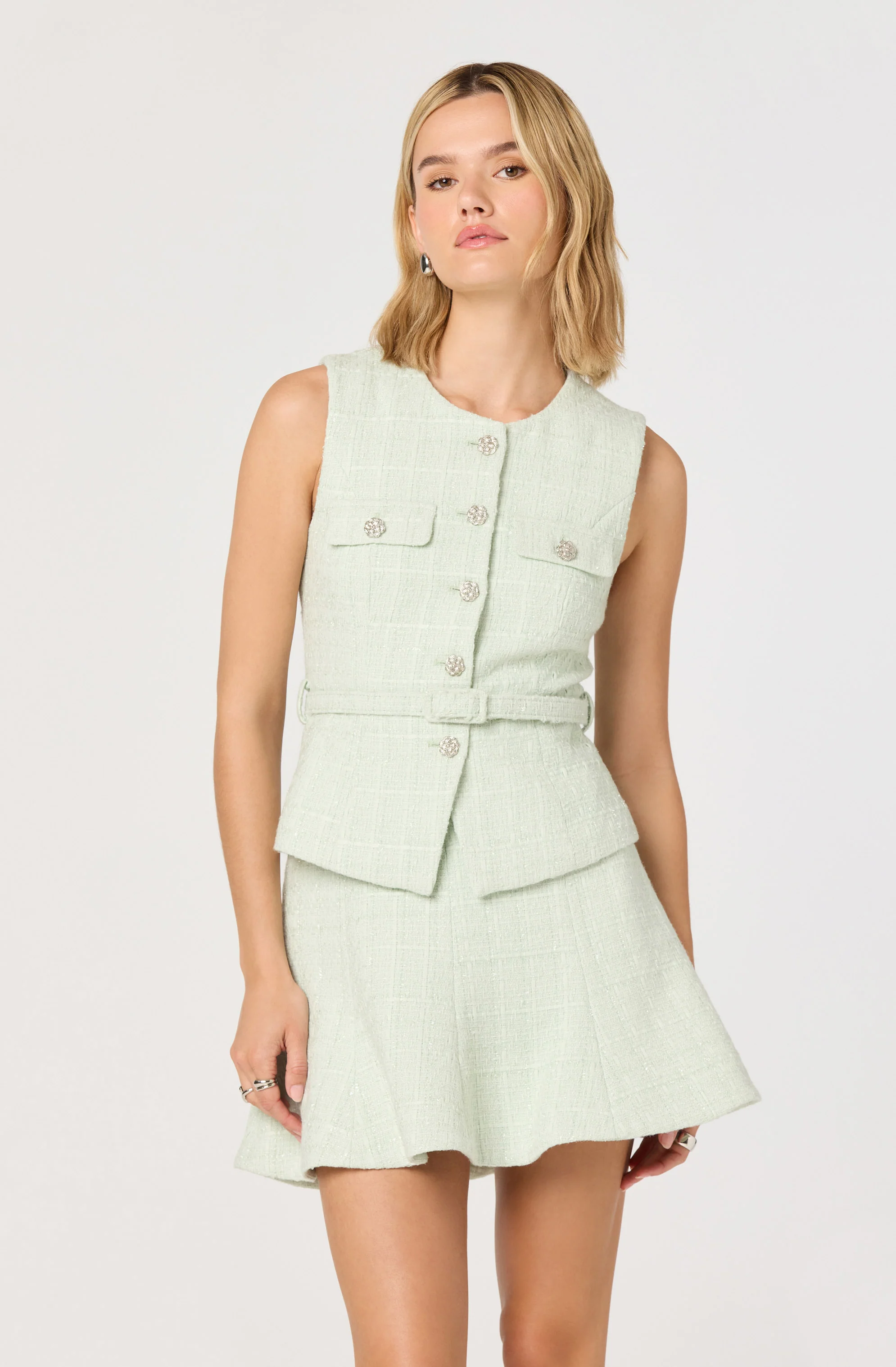 Kelson Sparkly Tweed Belted Vest - Image 2