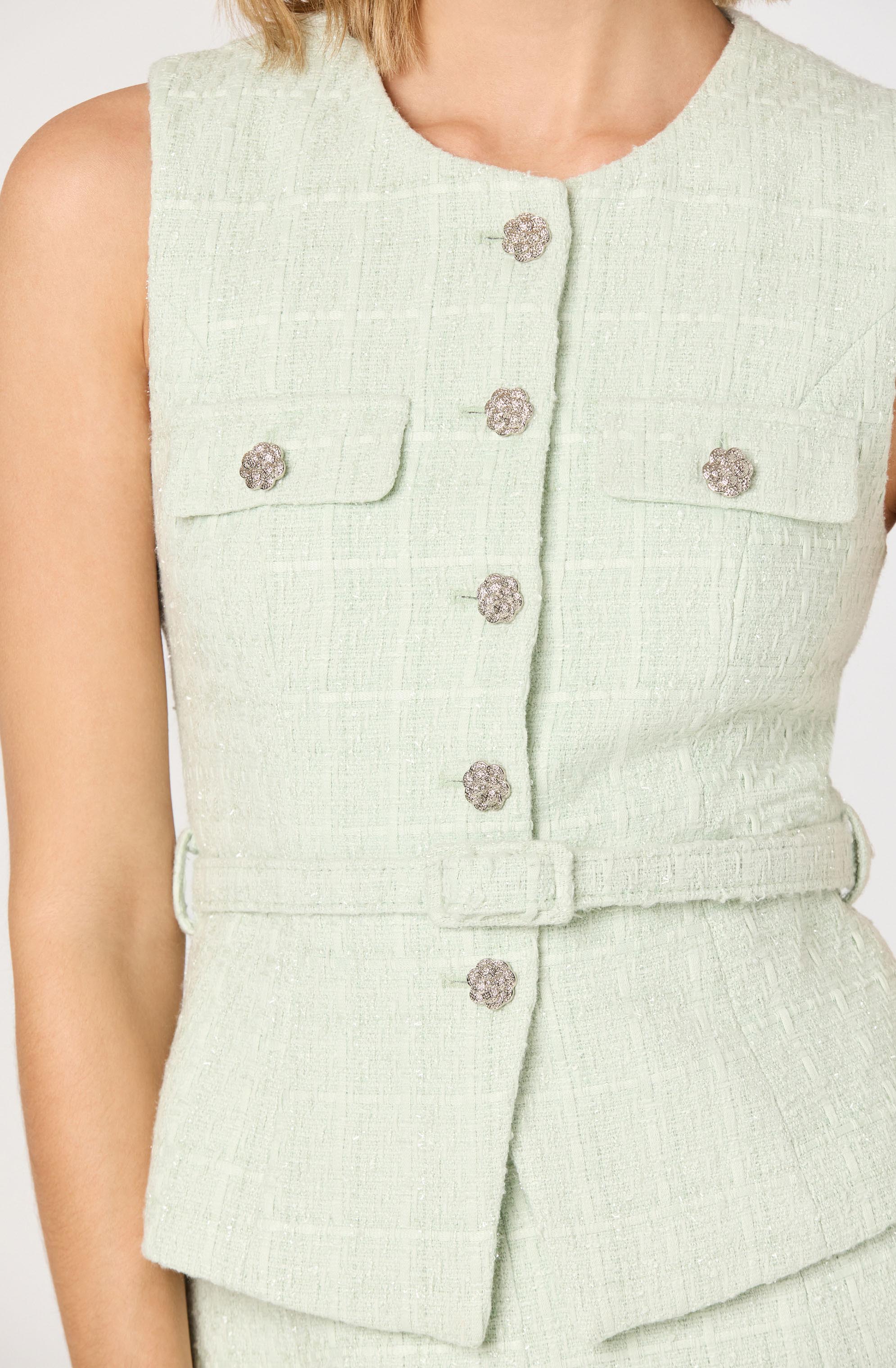 Kelson Sparkly Tweed Belted Vest - Image 5