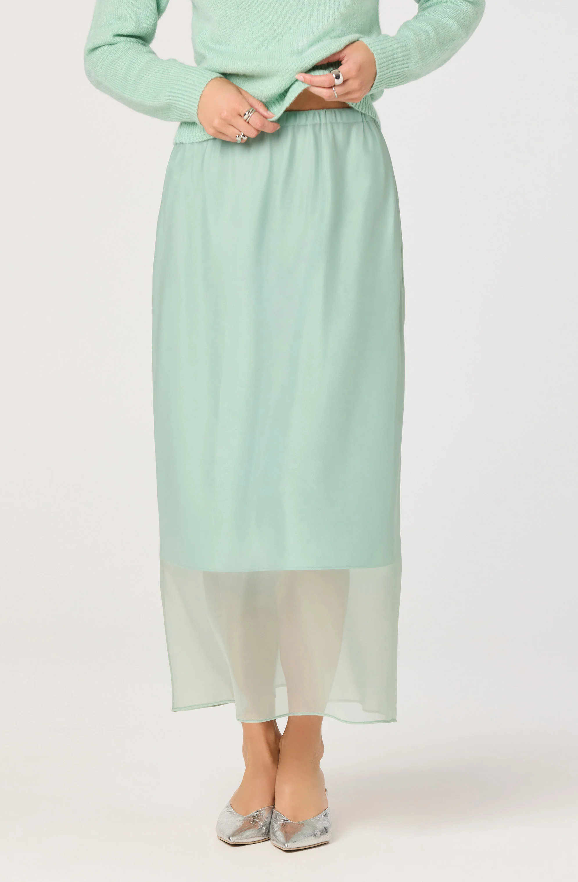Keyara Layered Contrast Maxi Skirt - Image 6
