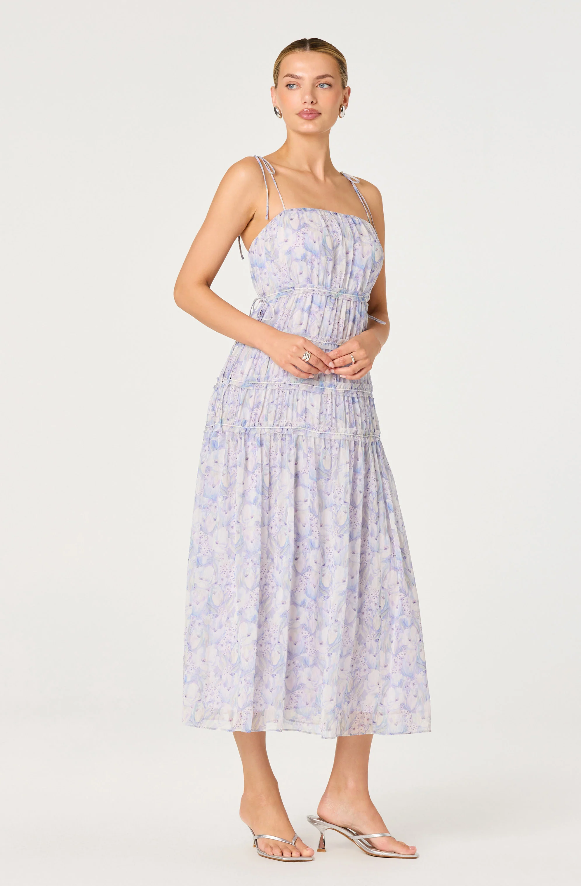 Keyleth Floral Tiered Bow Midi Dress