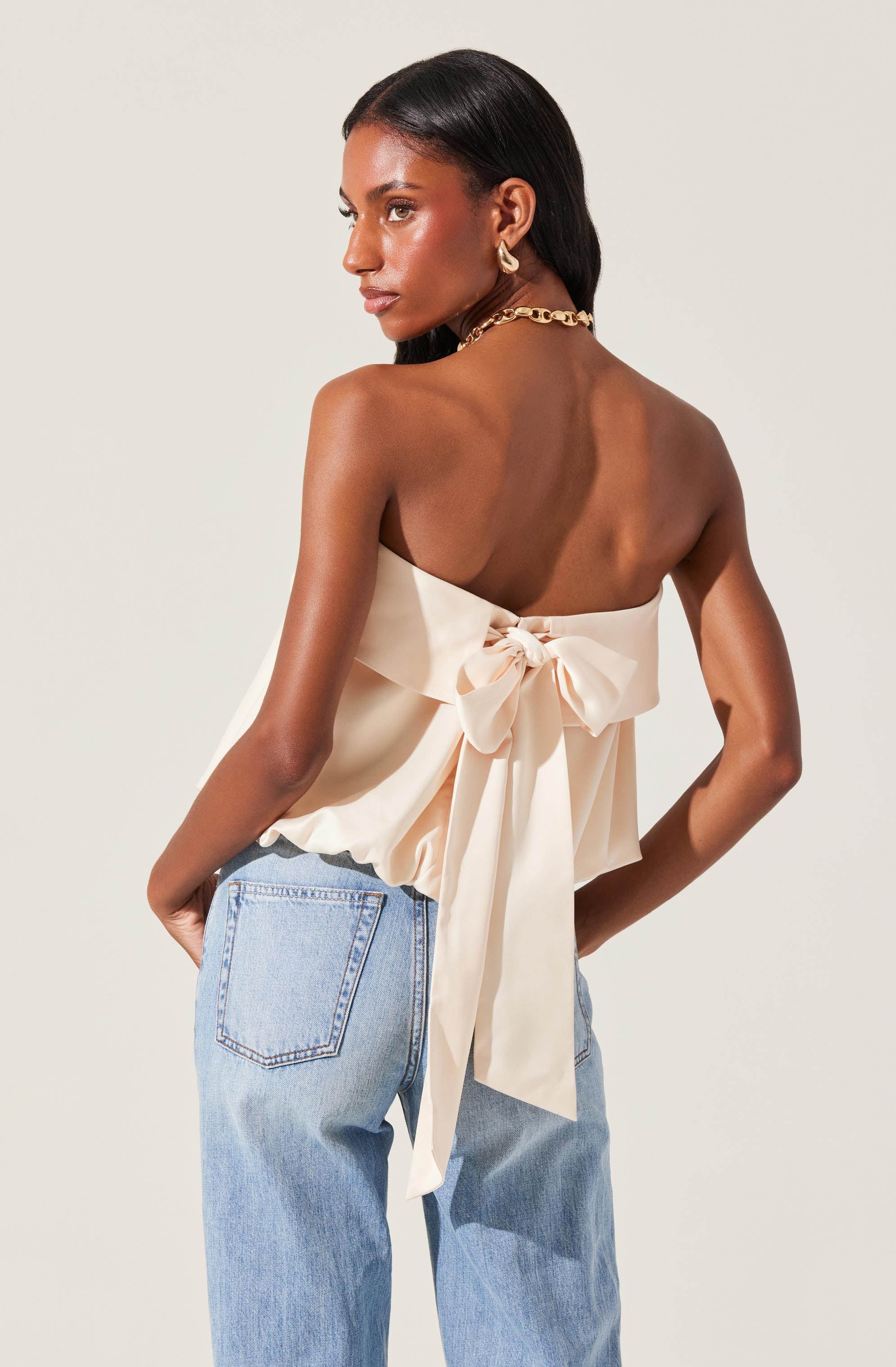 Khloe Strapless Bow Back Top - Image 2