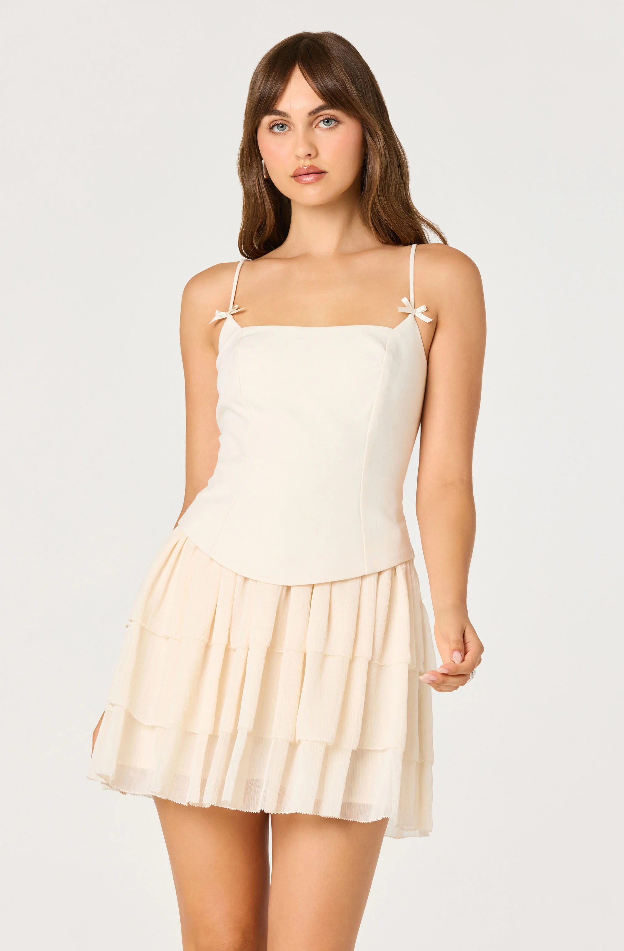 Kiarra Bow Strap Corset Lace-Up Mini Dress - Image 5