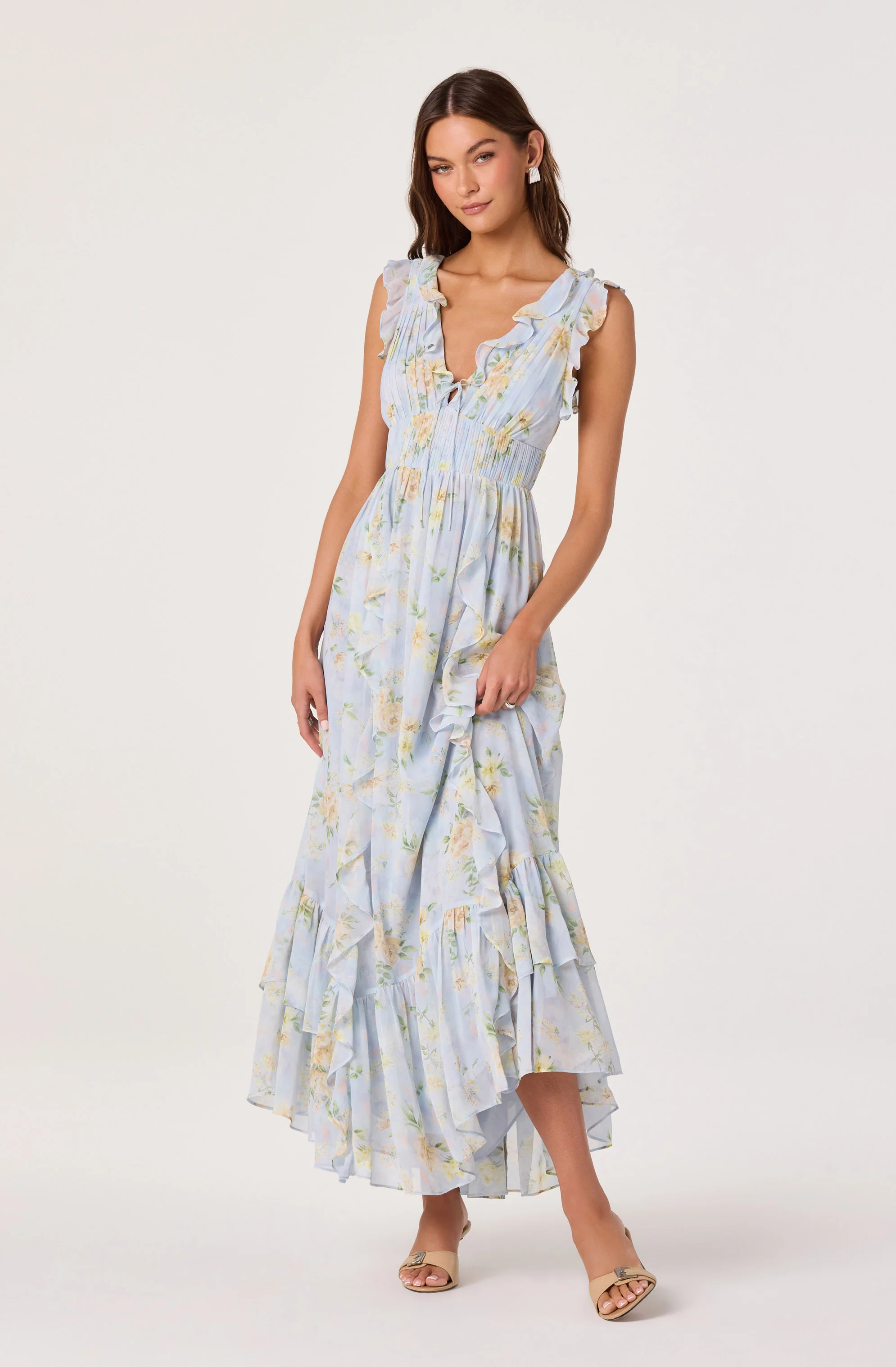 Kindra Ruffle Deep-V Maxi Dress - Image 4