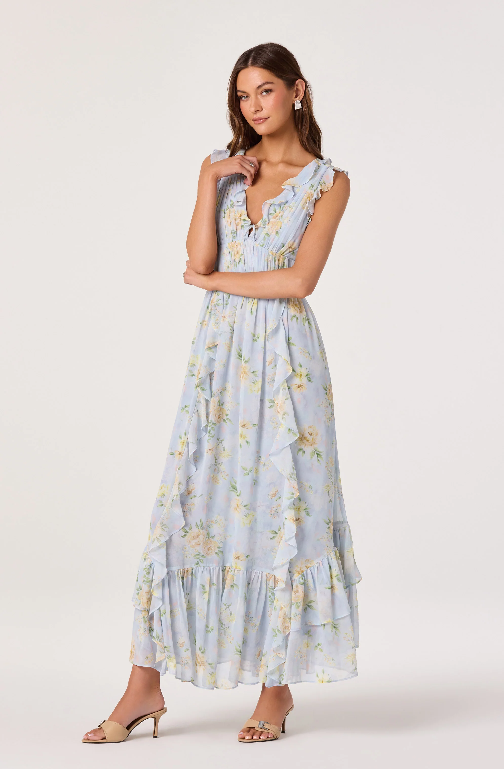 Kindra Ruffle Deep-V Maxi Dress - Image 5