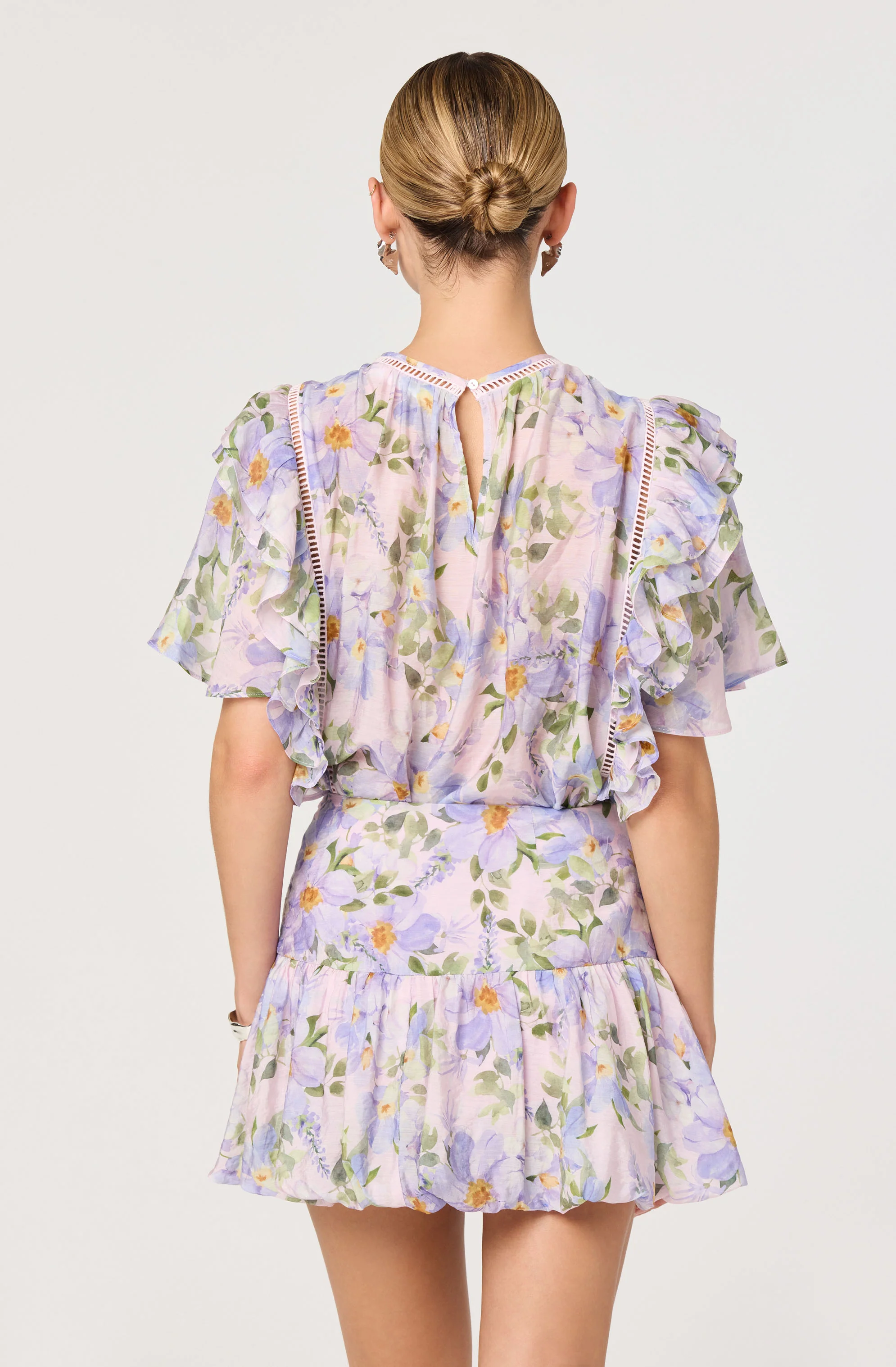 Kinley Floral Flutter Sleeve Ruffle Top - Image 4