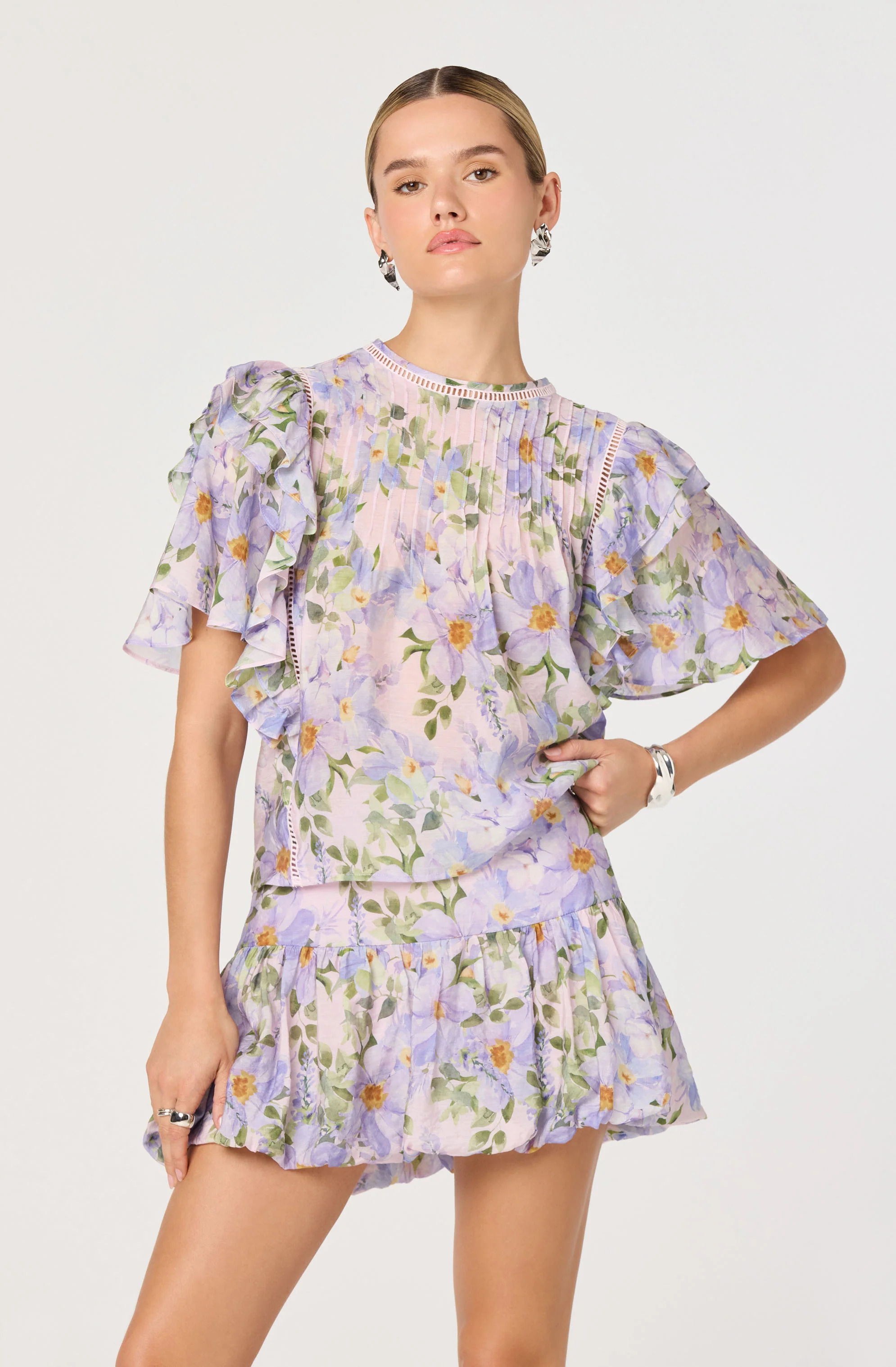 Kinley Floral Flutter Sleeve Ruffle Top - Image 5