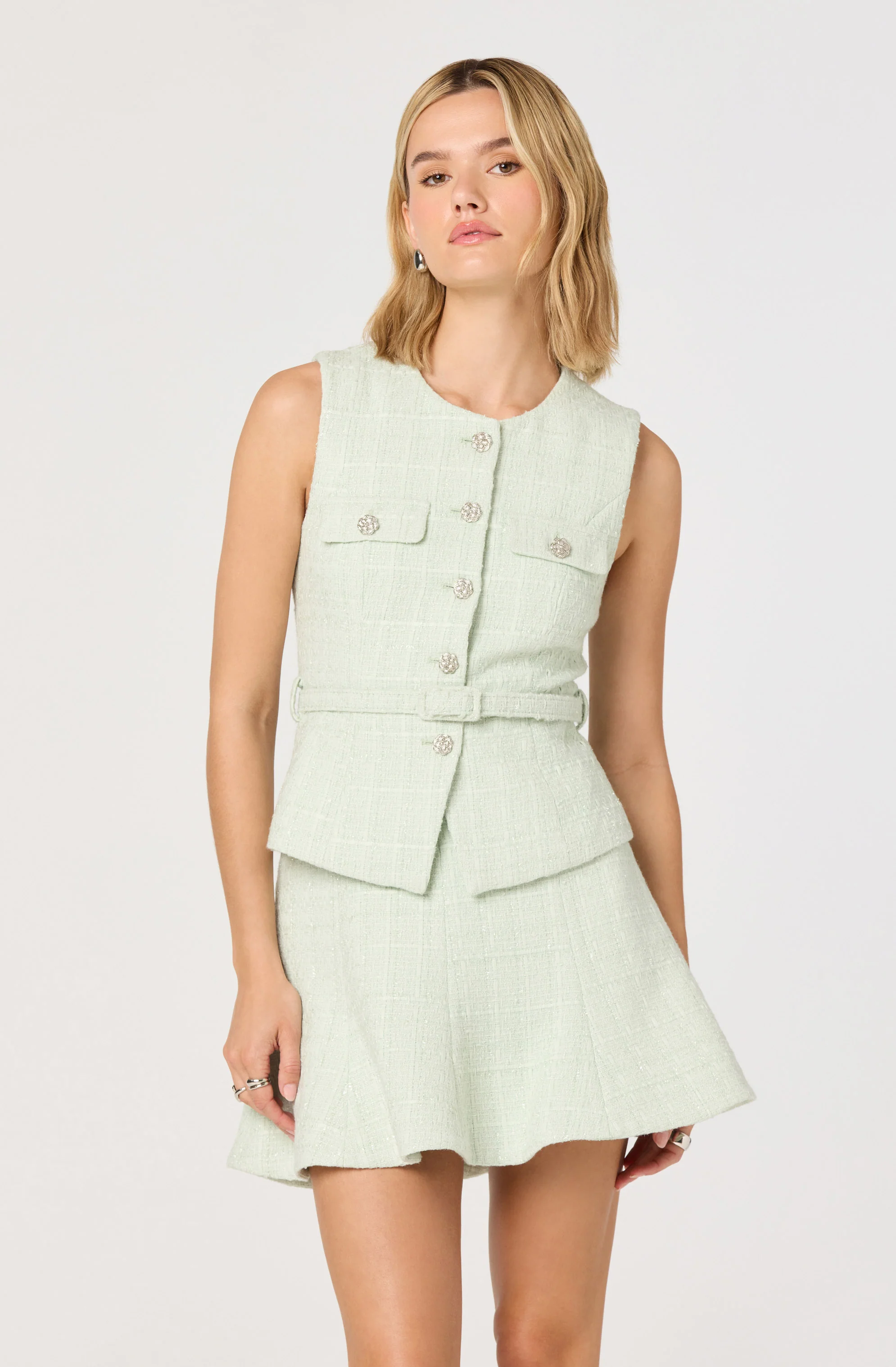 Kiona Sparkly Tweed A-Line Mini Skirt - Image 5
