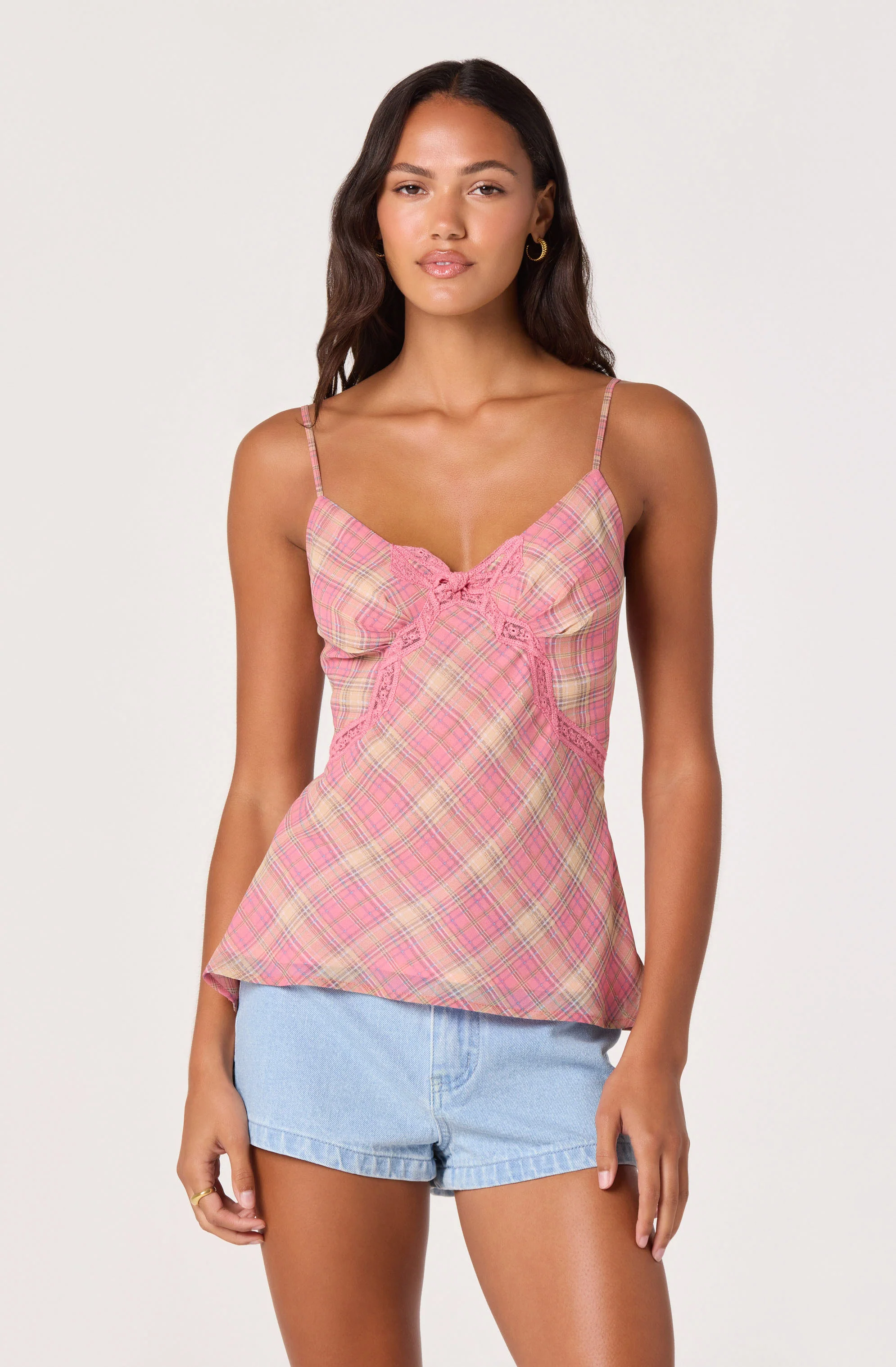 Kirsten Plaid Lace Trim Top - Image 5