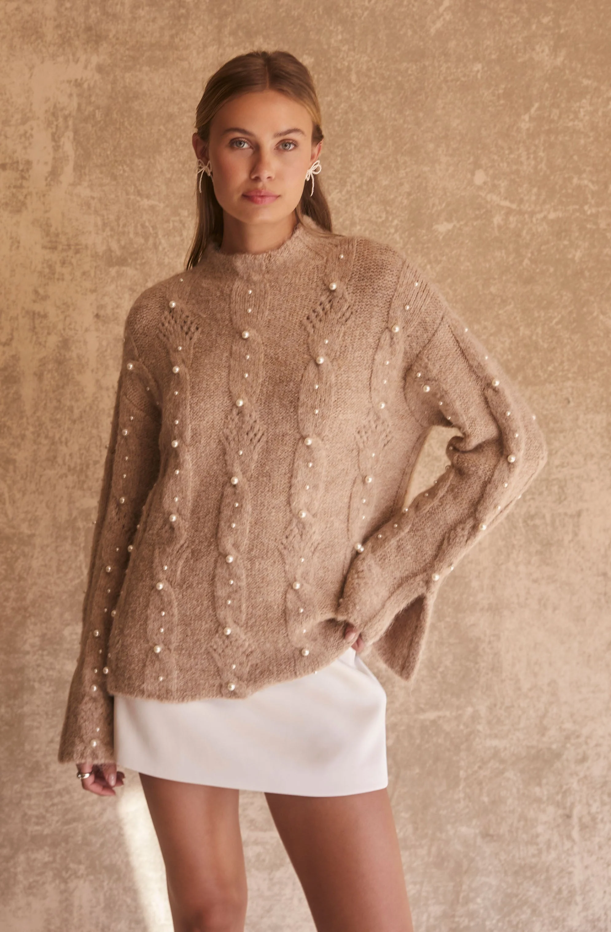 Kit Pearl Cable Knit Sweater - Image 6