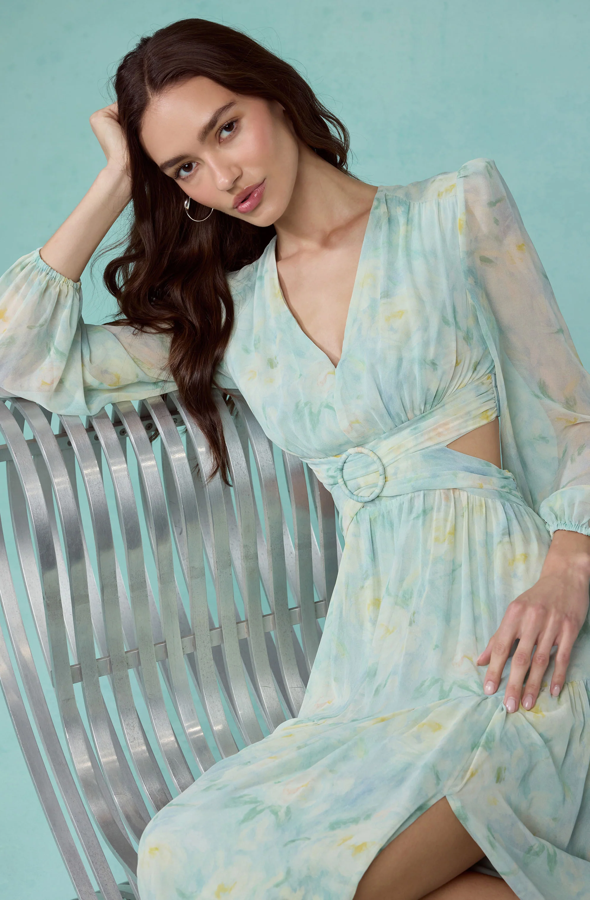 Klarissa Floral Cutout Balloon Sleeve Maxi Dress - Image 6