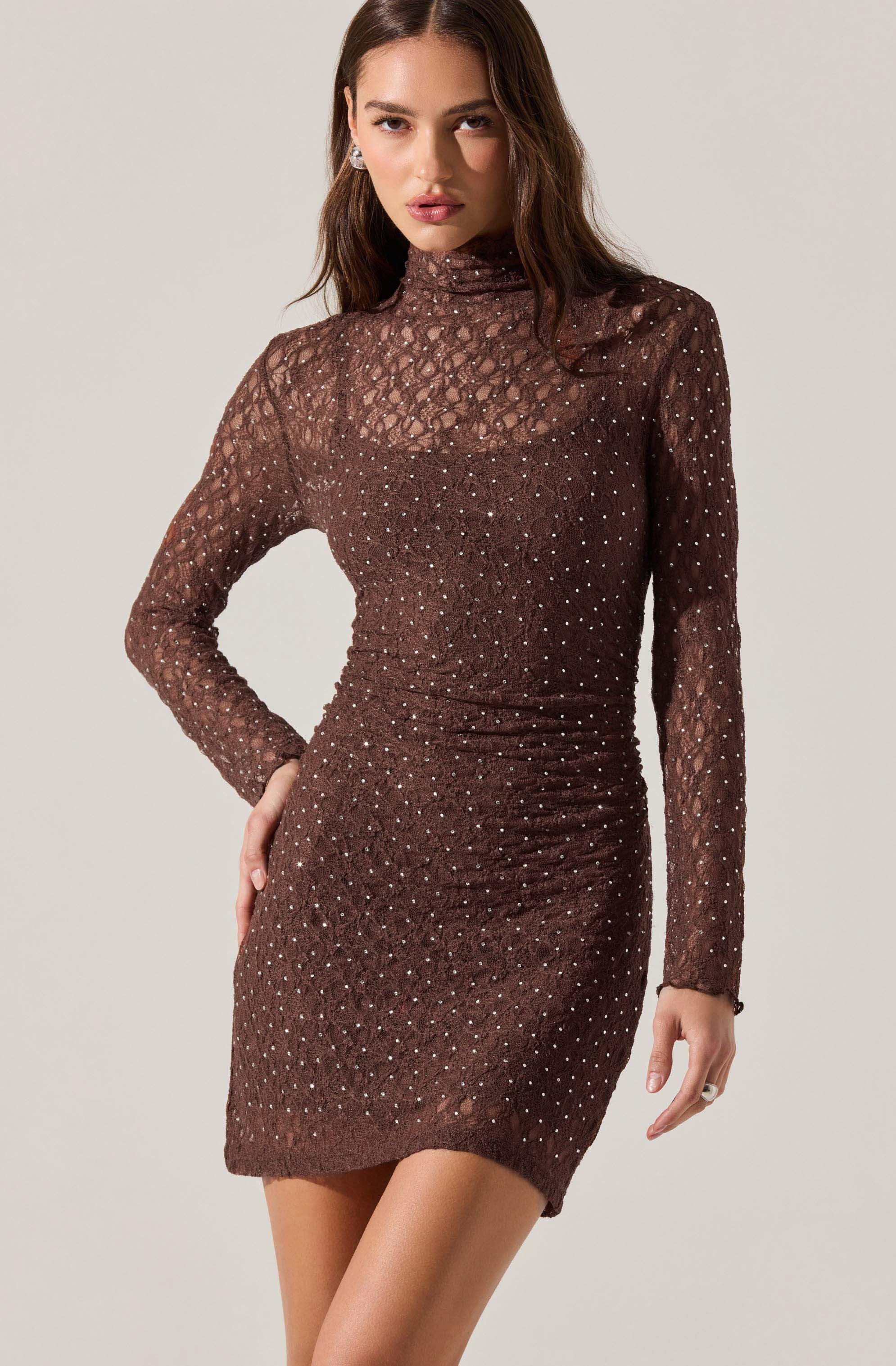 Kourtney Rhinestone Lace Mini Dress - Image 12